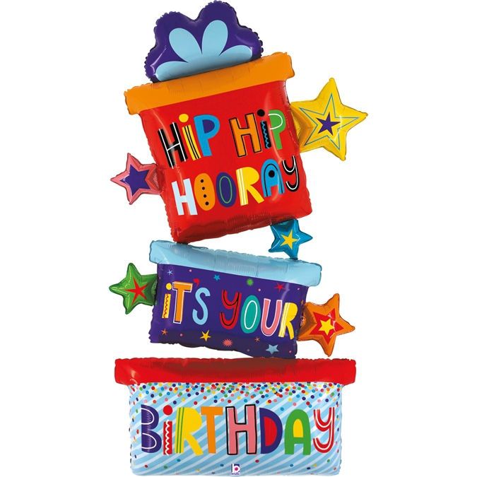 Folienballon "Hip Hip..." Geschenke 150cm Folienballon "Hip Hip..." Geschenke 150cm