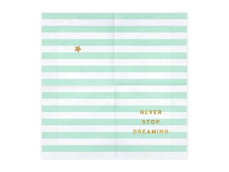 20 Servietten "Never stop dreaming", Mint/Gold