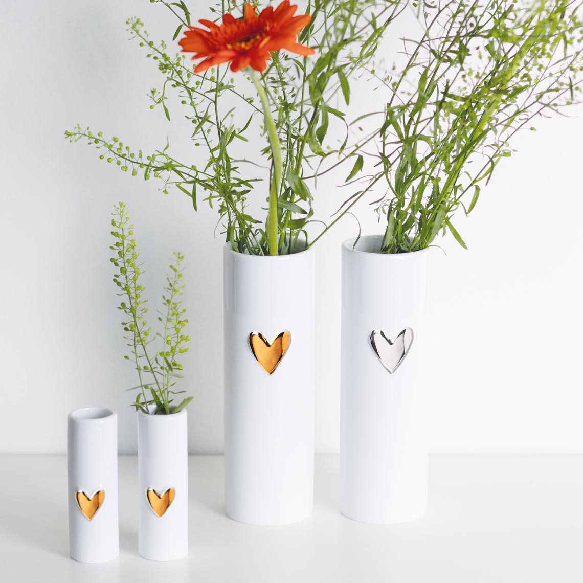 Räder Design - Minivasen 2er Set "♥", Gold