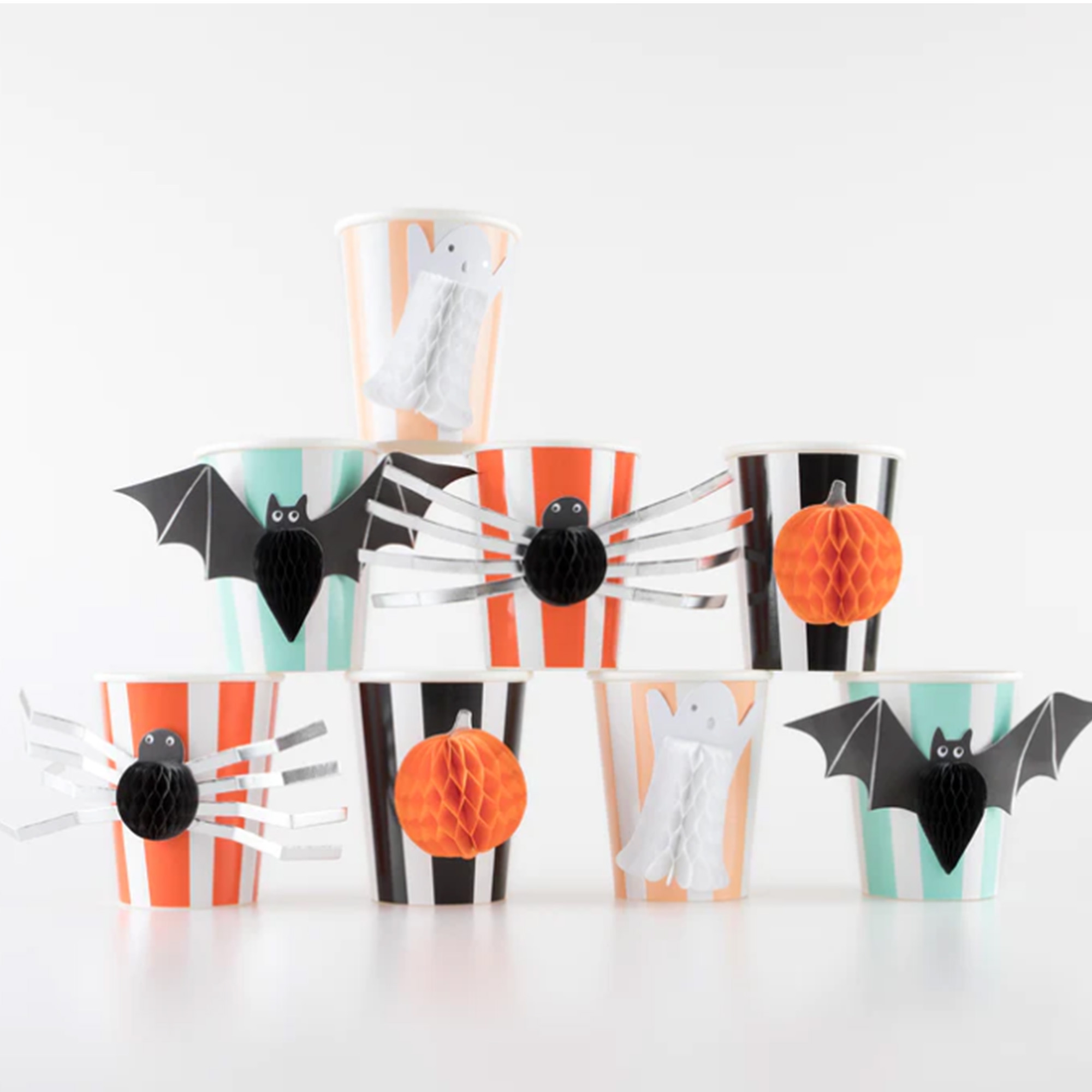 Meri Meri - 8 Pappbecher Halloween Wabenbecher Besteck