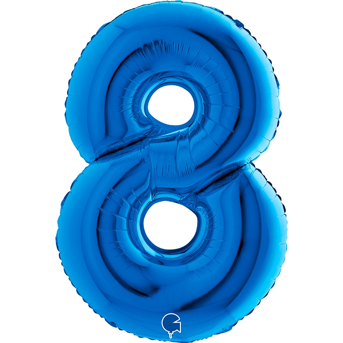 Folienballon Zahl 8 Blau 100cm Folienballon Zahl 8 Blau 100cm