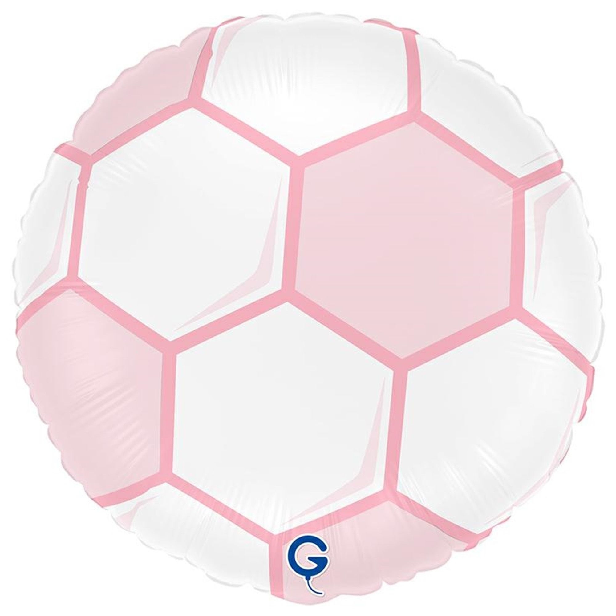 Folienballon "Fußball Rosa" 45cm Ballon, Sechseck Muster, Pink, Runder Ballon, Gummi Logo