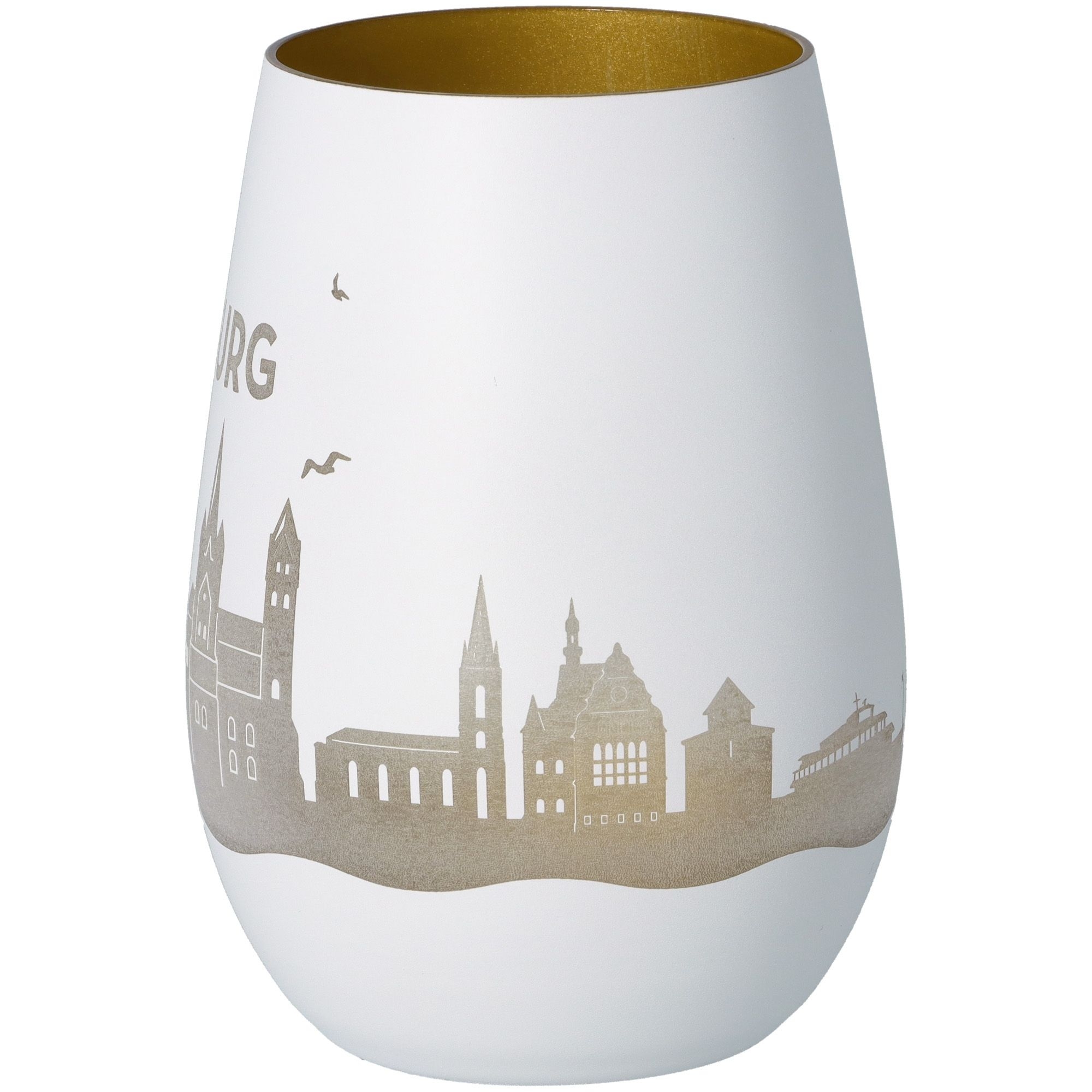 Windlicht Skyline Limburg Weiß/Gold Töpferei, Porzellan, Lampe, Glas, Vase