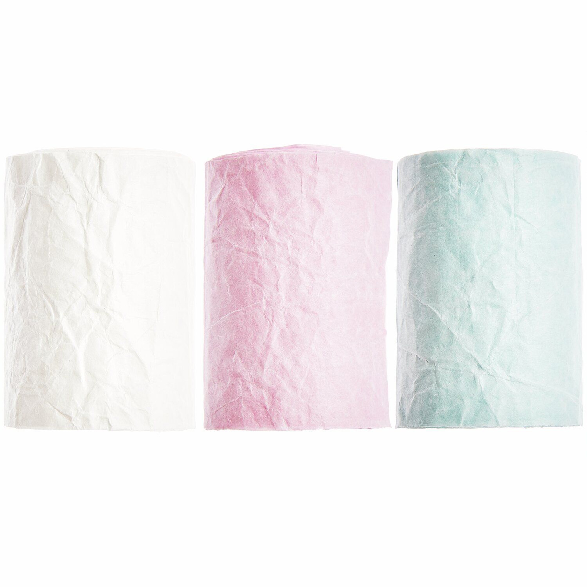3 Knitter Papierbänder "Weiß/Rosa/Hellblau" Papier, Handtuch, Papierhandtuch, Gewebe