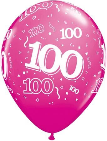 Qualatex Latexballon 100. Geburtstag verschiedene Farben Ø 30cm