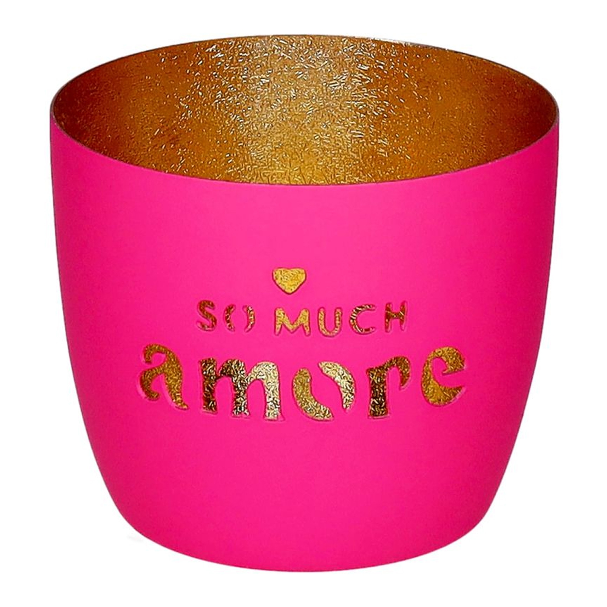 Madras Windlicht Hot Pink/Gold "So much amore" - M Pokal, Töpferei, Krug