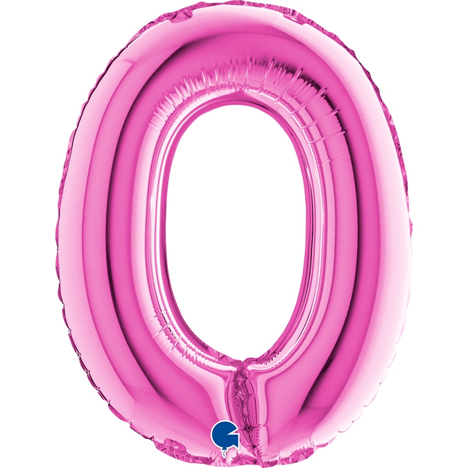 Folienballon Zahl "0" Pink, zur Luftbefüllung, 35 cm