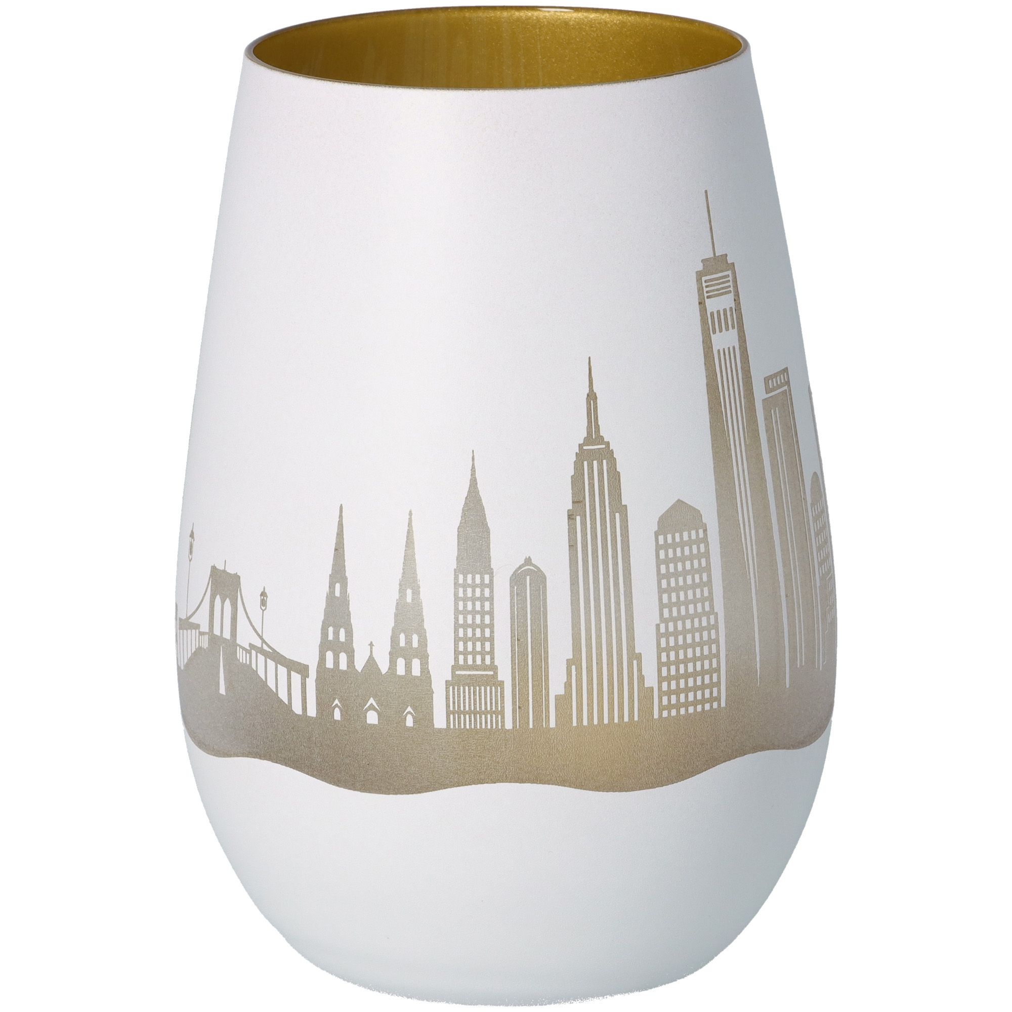 Windlicht Skyline New York Weiß/Gold Windlicht Skyline New York Weiß/Gold
