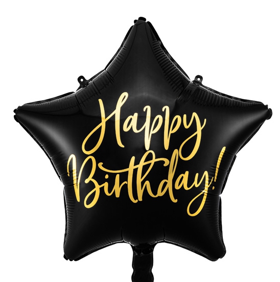 Folienballon Stern "Happy Birthday", Schwarz/Gold ca. 35 cm Folienballon Stern "Happy Birthday", Schwarz/Gold ca. 35 cm