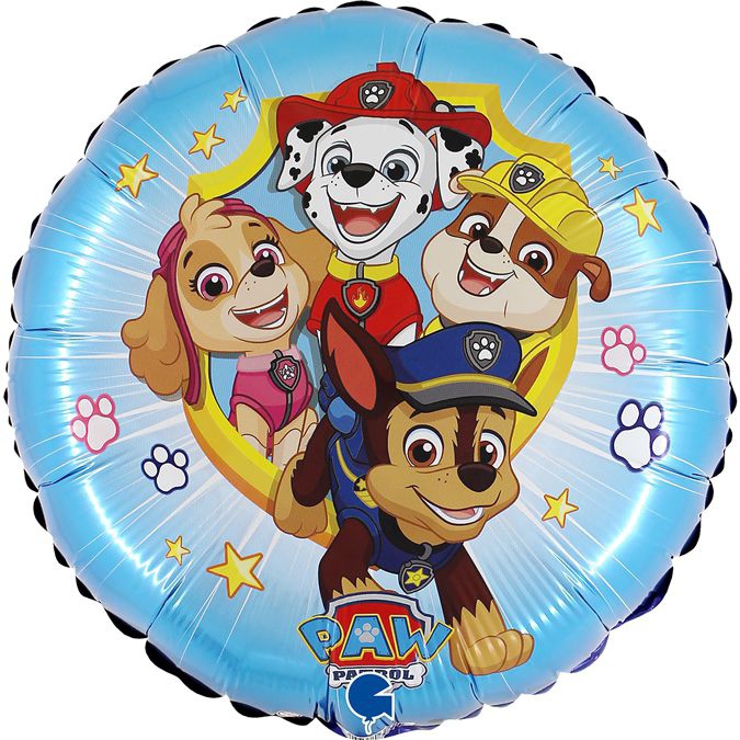 Folienballon Rund Paw Patrol Action 45cm Gesicht, Kopf, Person