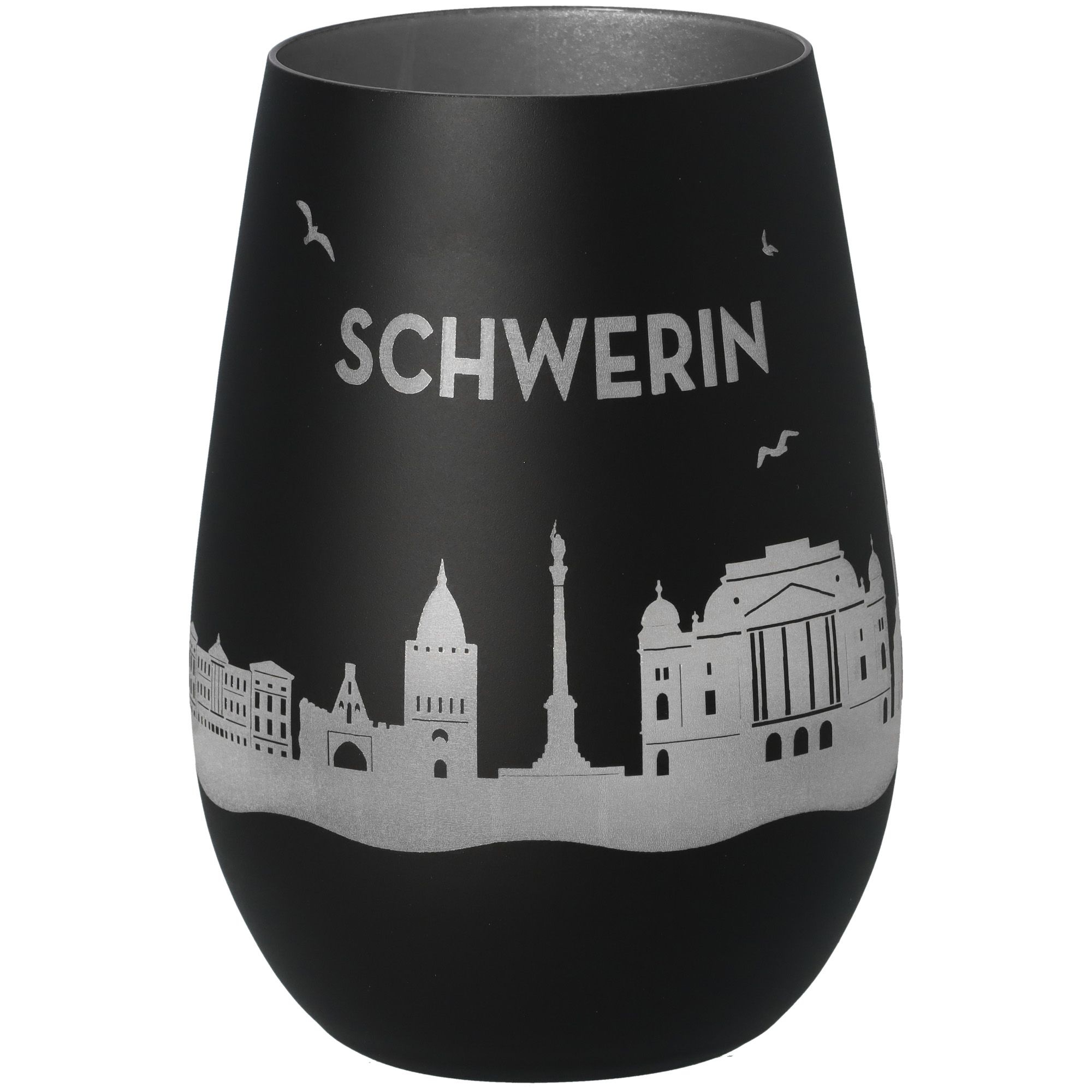 Windlicht Skyline Schwerin Schwarz/Silber