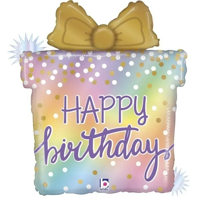 Folienballon "Happy Birthday Geschenk" 60 cm