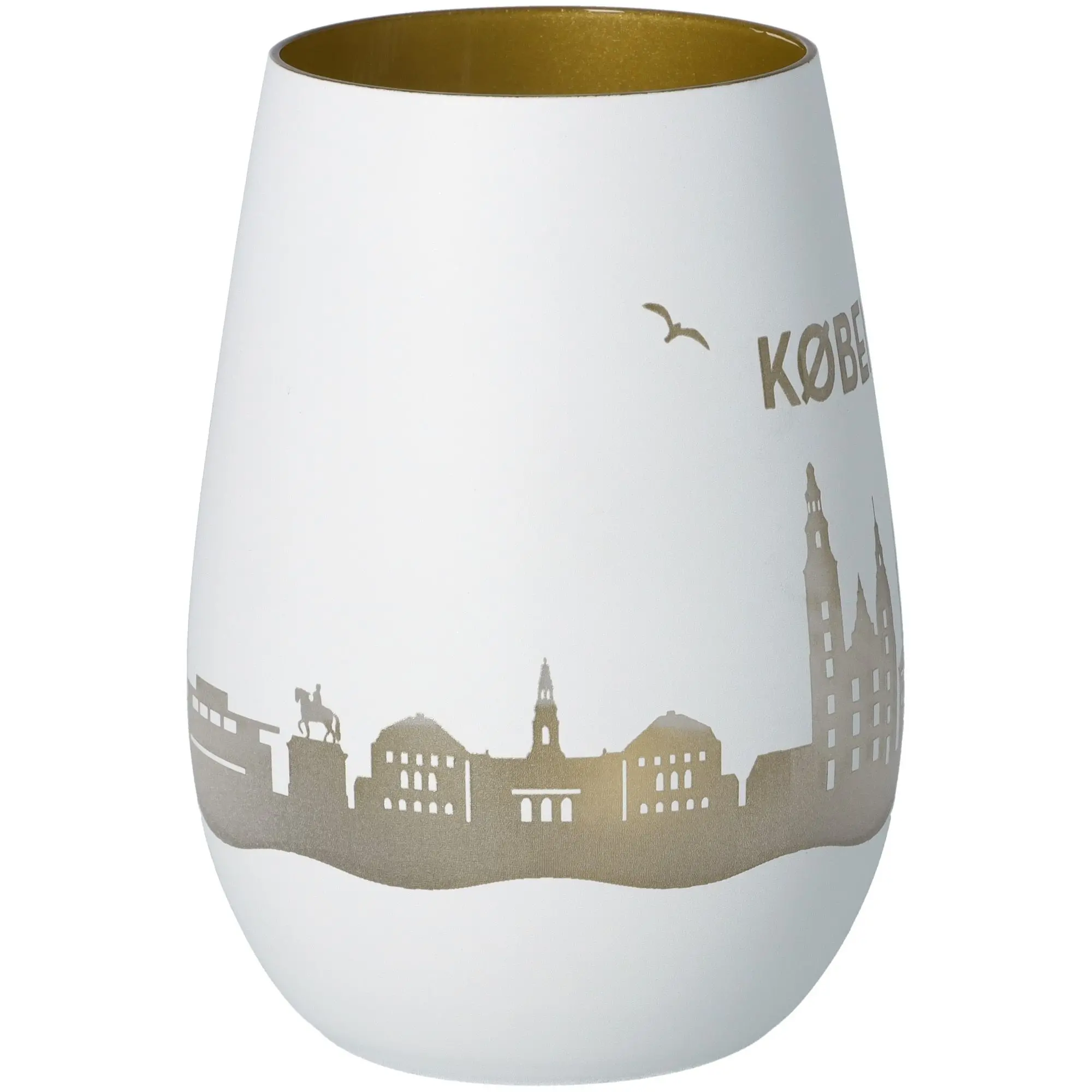 Windlicht Skyline Kopenhagen Weiß/Gold