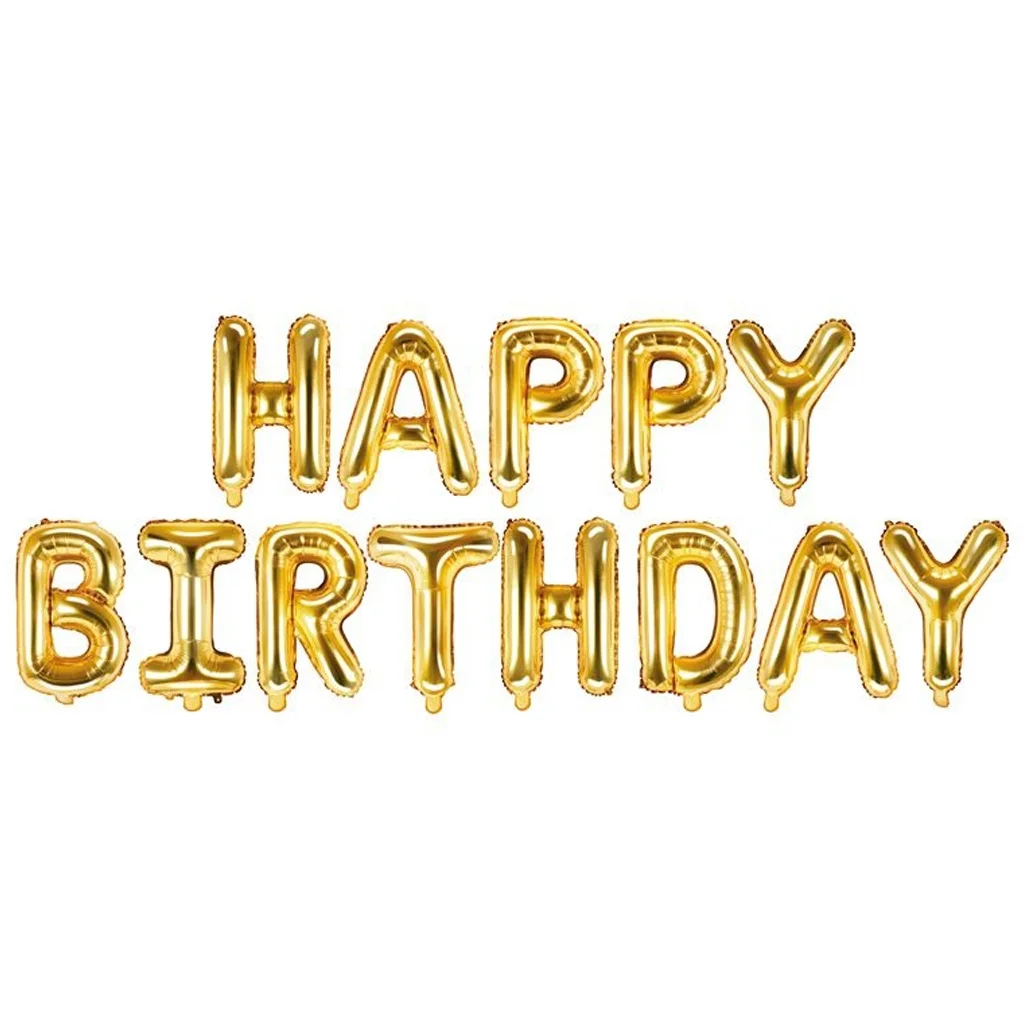 gold, balloon, birthday, dekoration, schriftzug