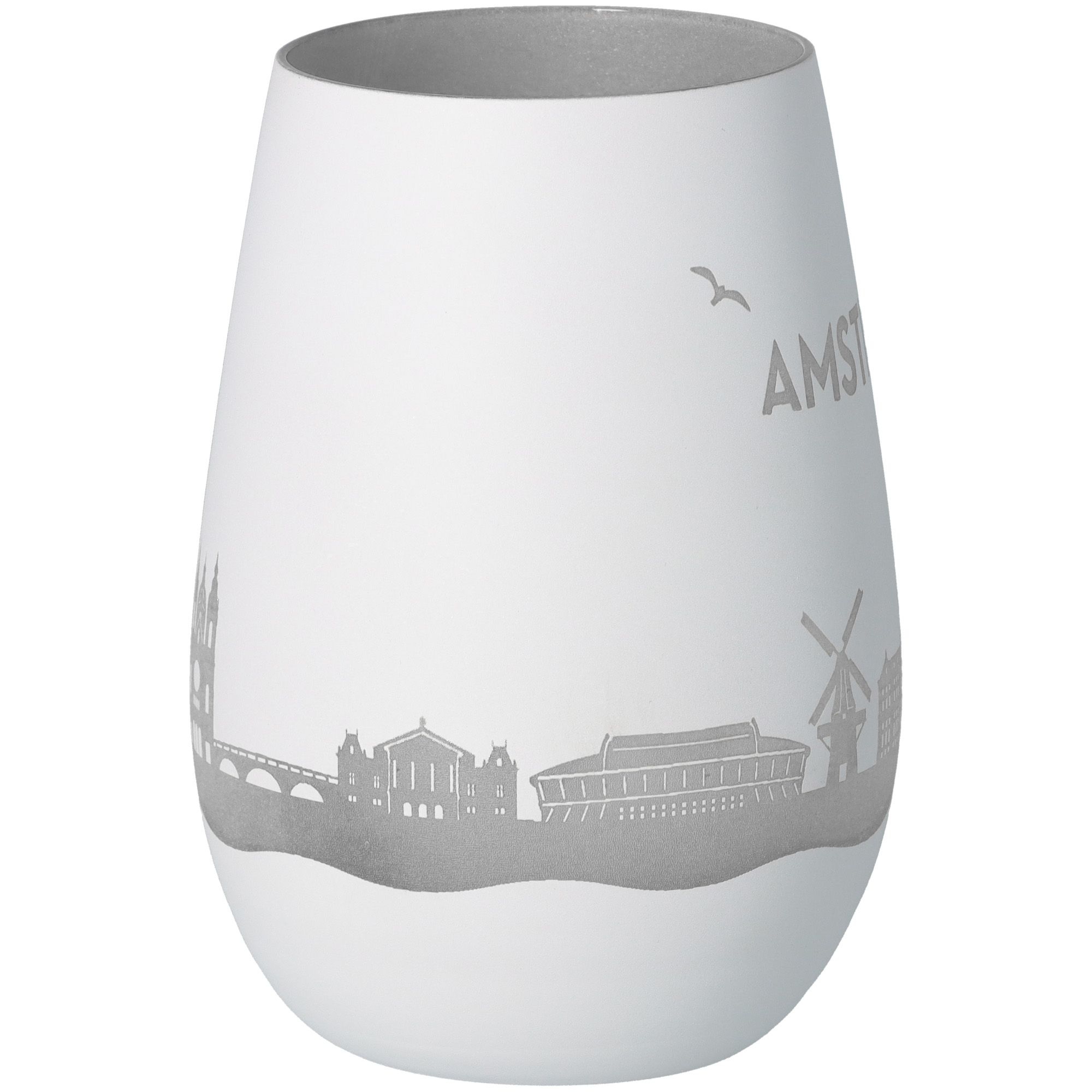 Windlicht Skyline Amsterdam Weiß/Silber Töpferei, Krug, Vase, Porzellan, Lampe
