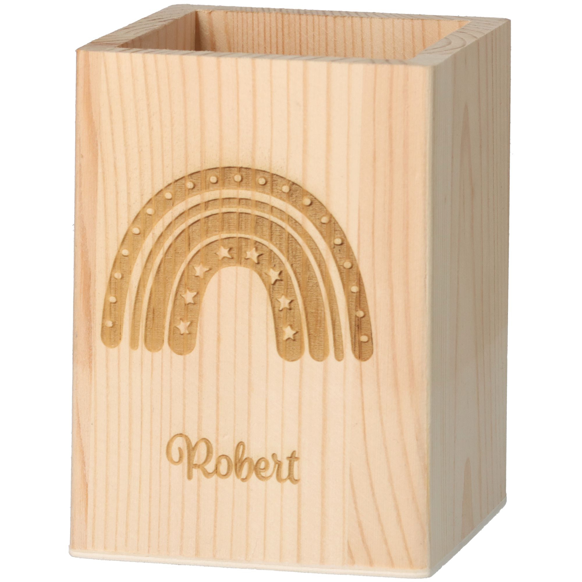 Stiftehalter Regenbogen Stern "Name" 11cm x 8cm x 8cm