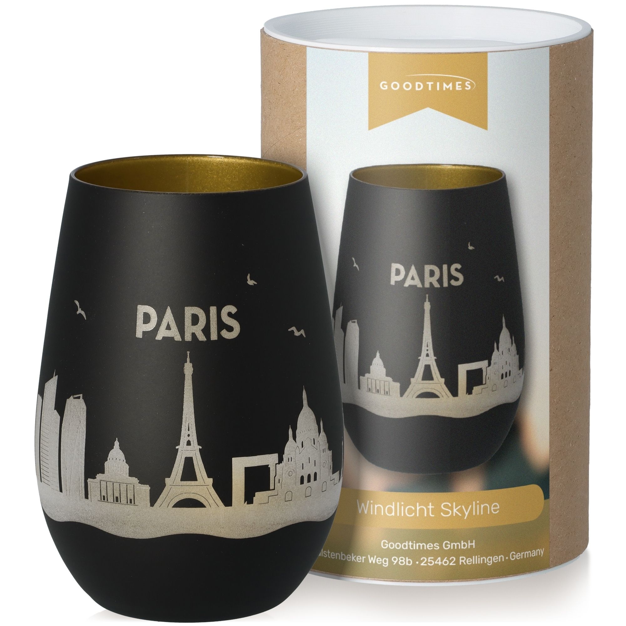 Windlicht Skyline Paris Schwarz/Gold Töpferei, Krug