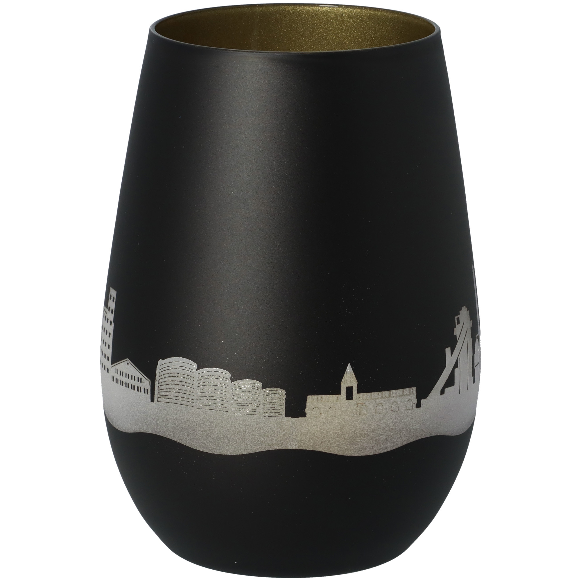 Windlicht Skyline Duisburg Schwarz/Gold Windlicht Skyline Duisburg Schwarz/Gold
