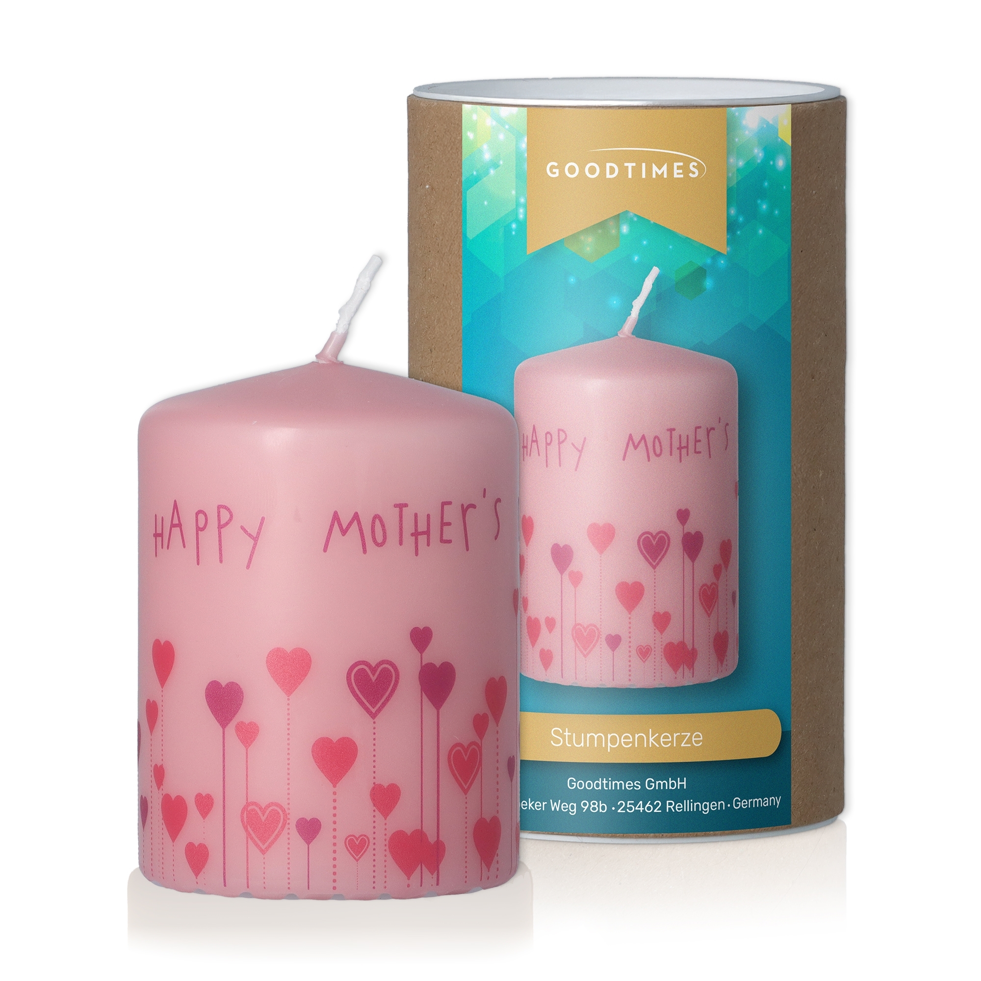Stumpenkerze "Happy Mother´s Day" Rosa Kerze