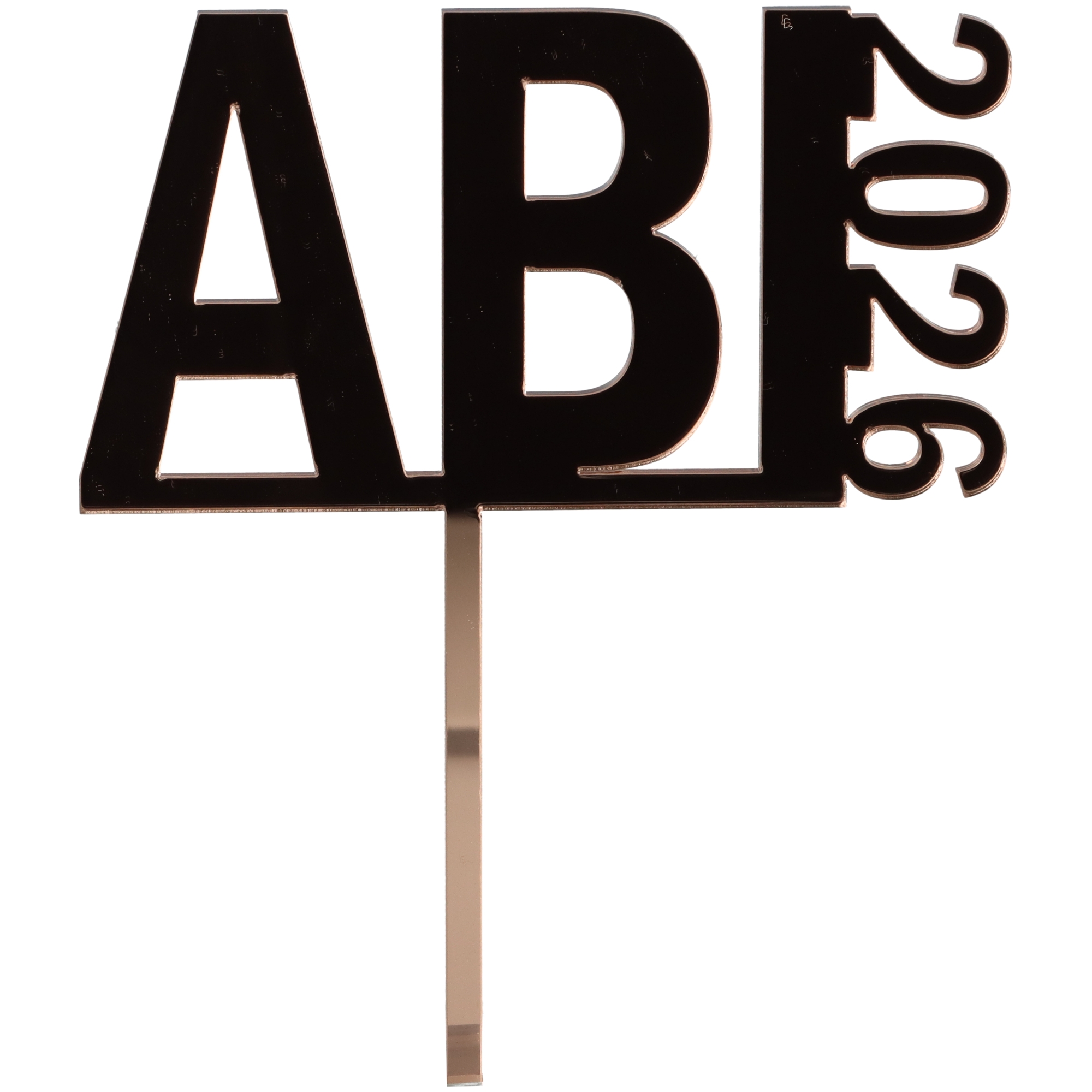 Cake Topper "ABI 2026" 18cm x 14,5cm Spiegel-Acryl Schild, Symbol, Kreuz, Straßenschild