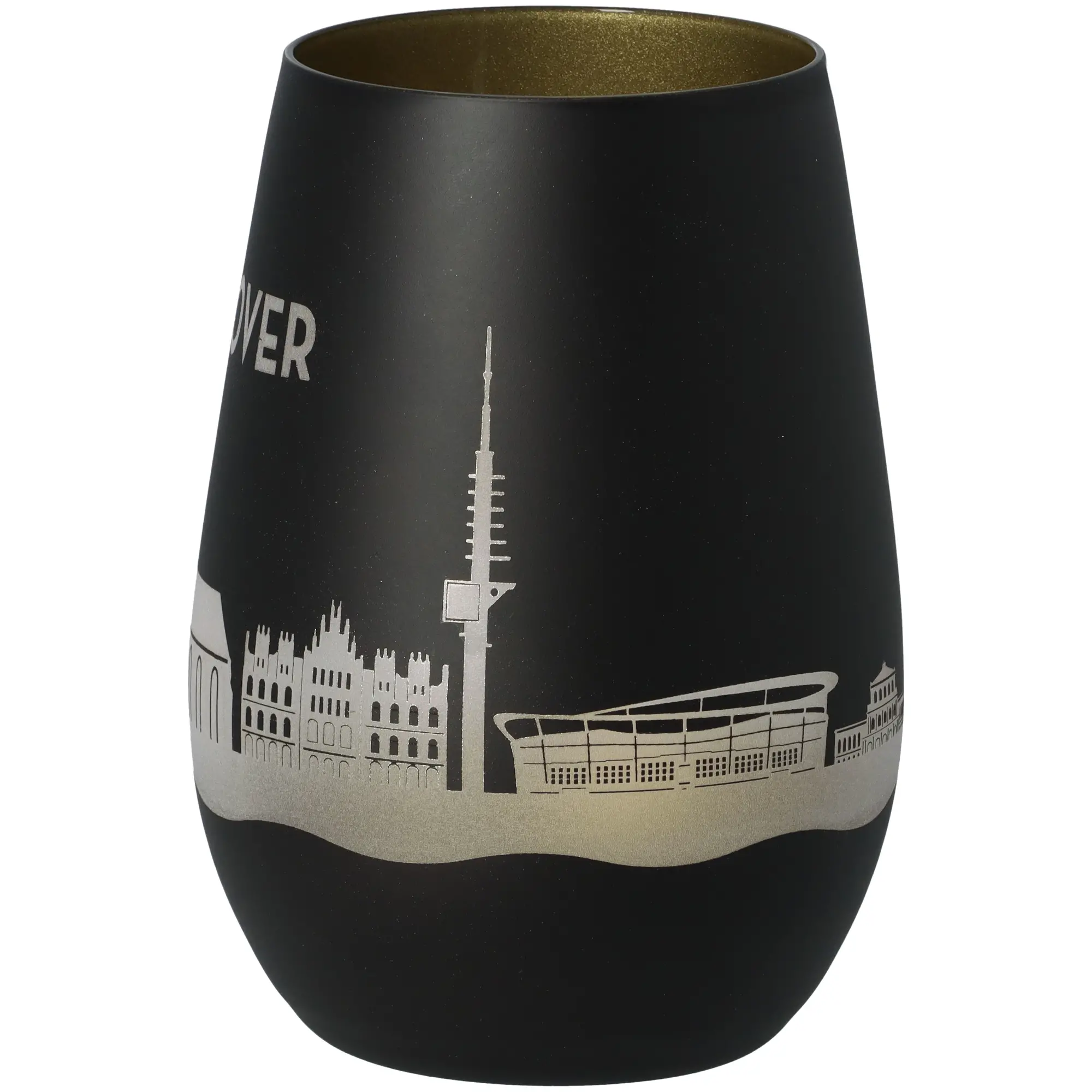 Windlicht Skyline Hannover Schwarz/Gold