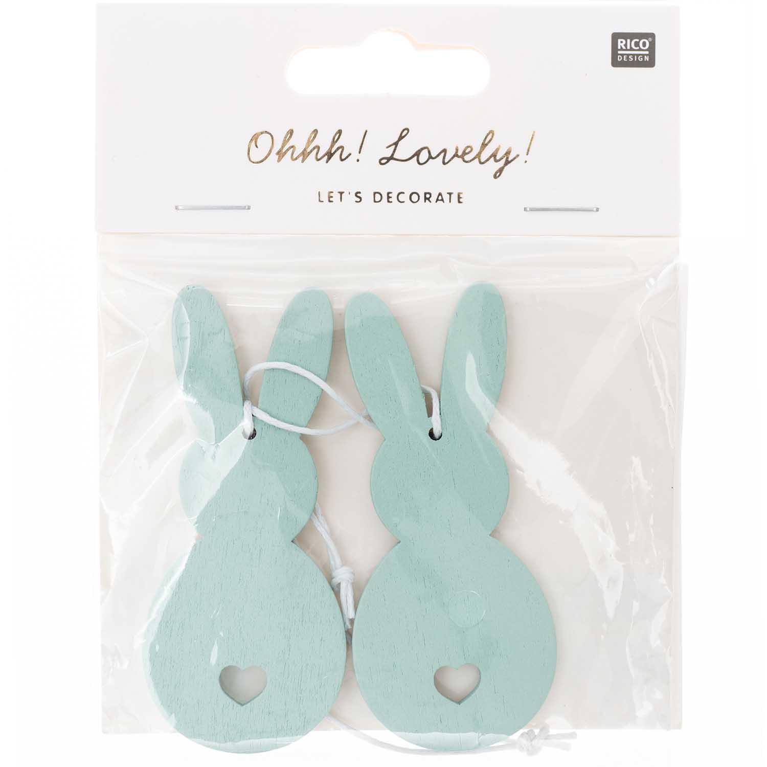 2 Holzanhänger "Hase", Mint 2 Holzanhänger "Hase", Mint