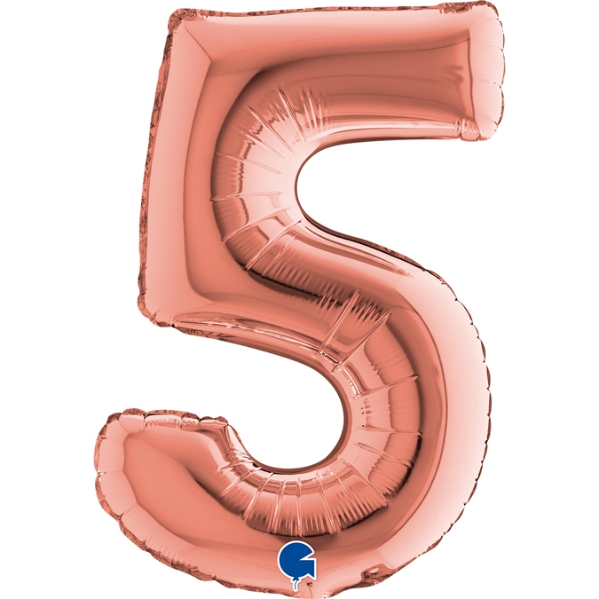 Folienballon Zahl "5" Roségold, zur Luftbefüllung, 35 cm Folienballon Zahl "5" Roségold, zur Luftbefüllung, 35 cm