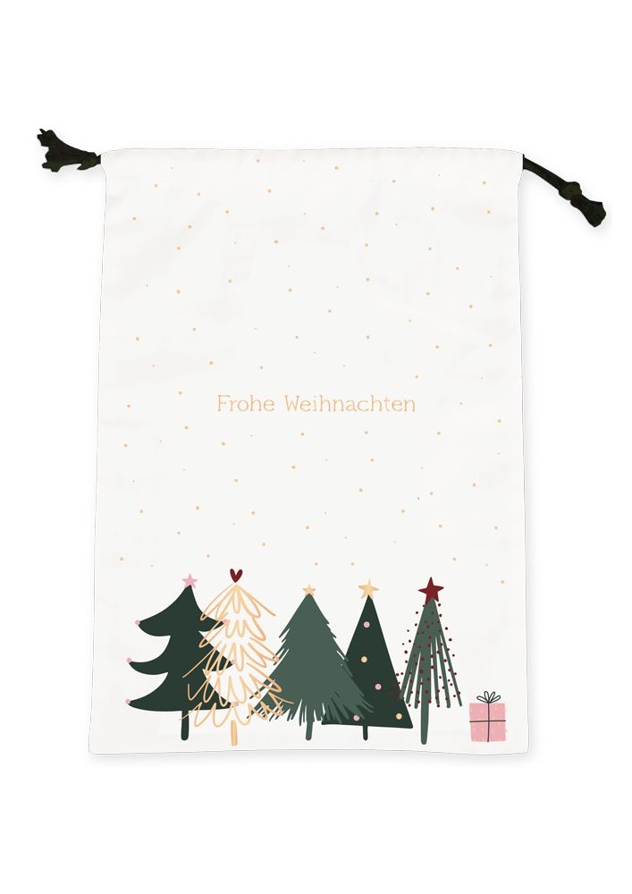 Weihnachtsgeschenkbeutel "Tannenwald", 100% Baumwolle