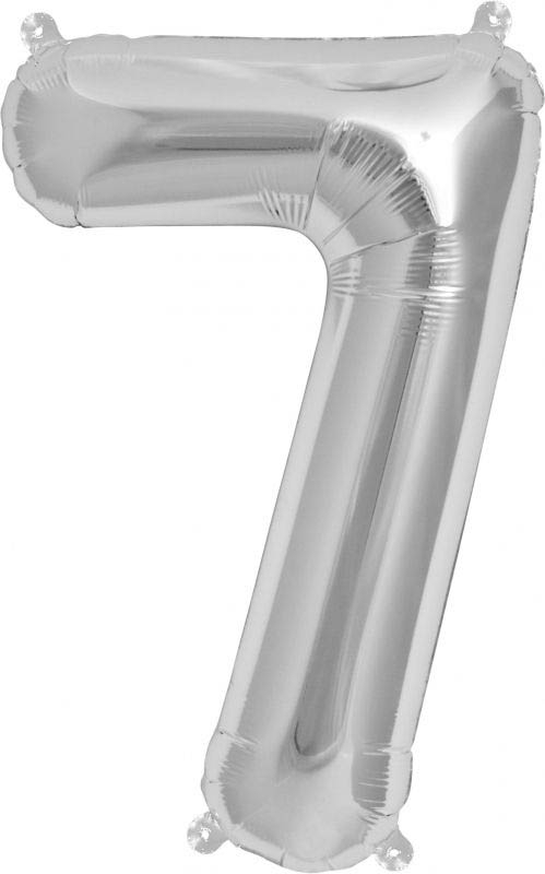 Luftballon Zahl 7 Silber 40cm