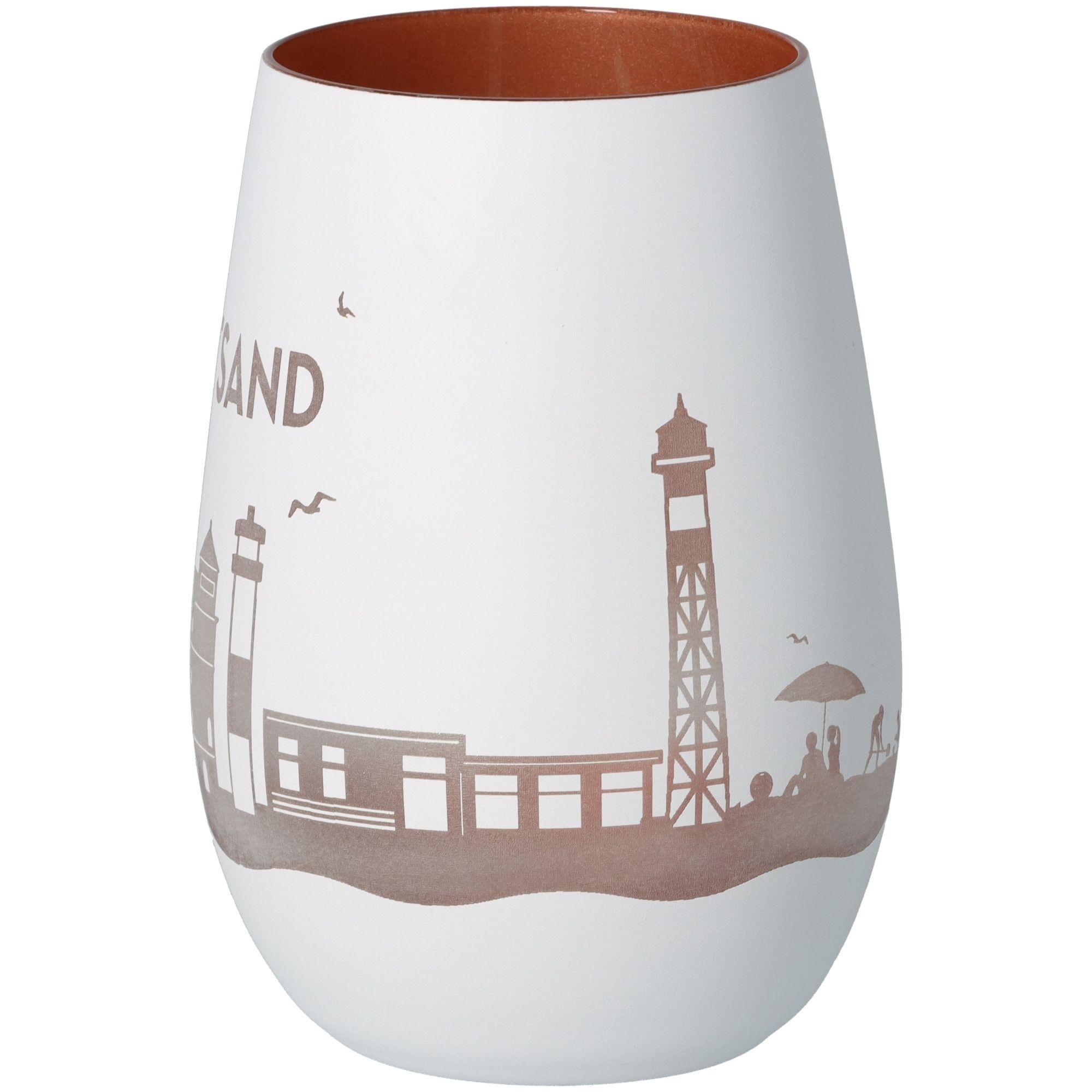 Windlicht Skyline Krautsand Weiß/Bronze Töpferei, Krug, Vase, Kunst, Porzellan