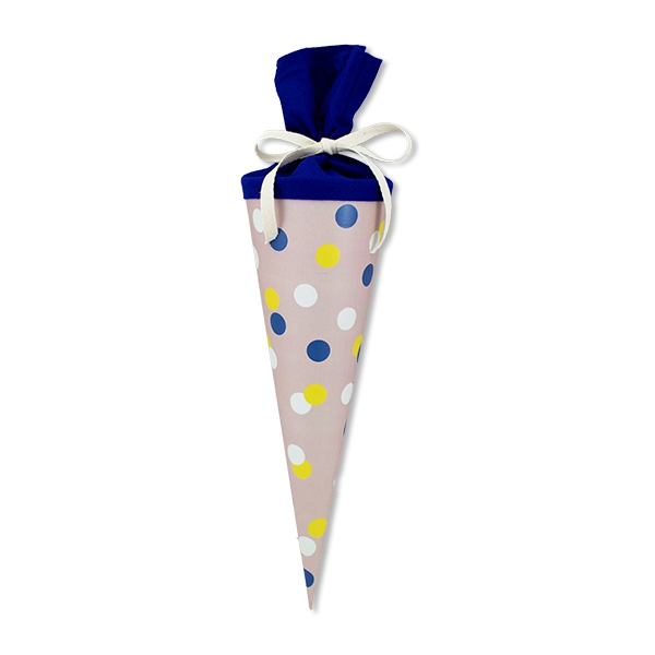 Schultüte & Geschwistertüte mit Punkten, Puder/Gelb/Blau Schultüte & Geschwistertüte mit Punkten, Puder/Gelb/Blau