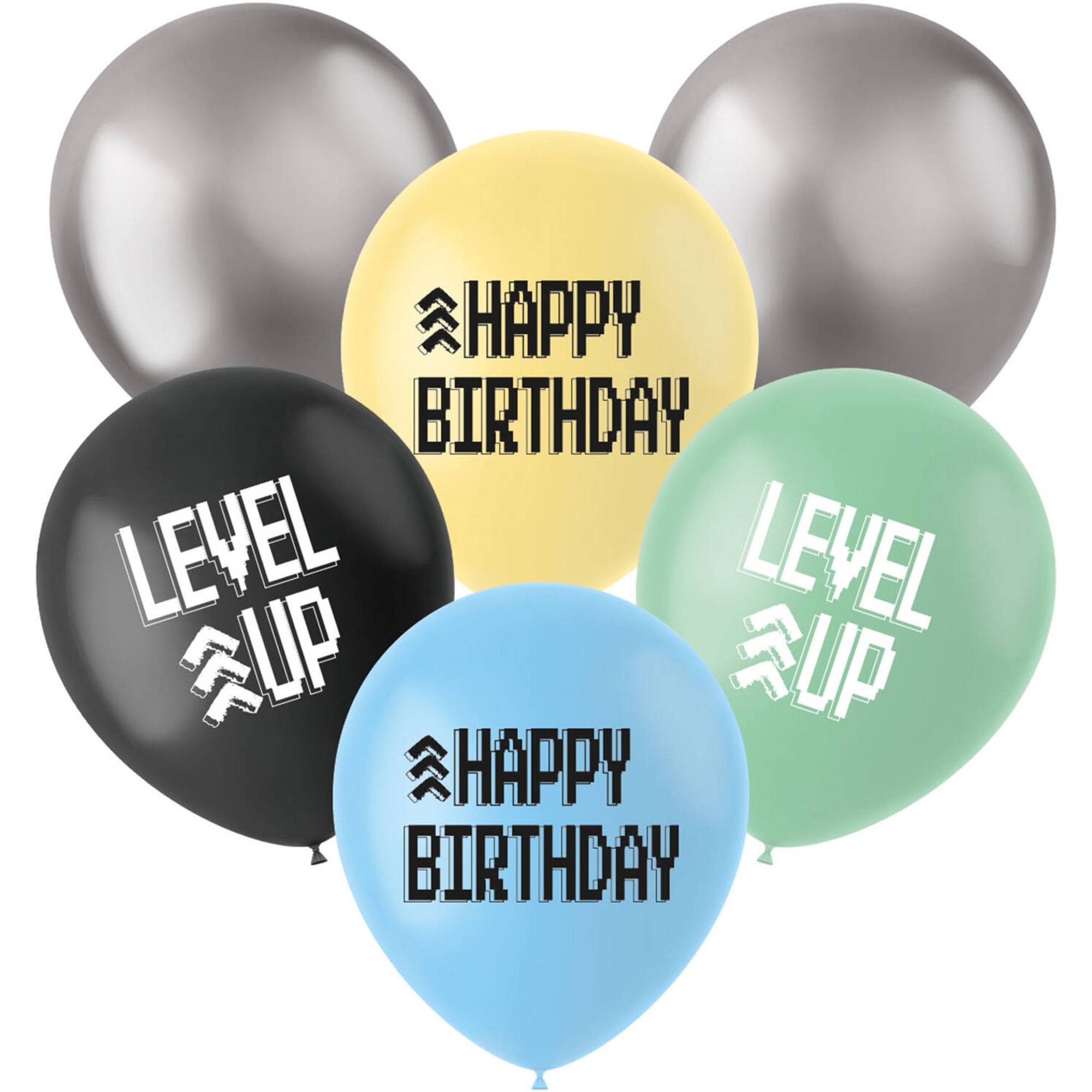 6 Latexballons im Set "Level Up" Ø 33cm Ballon