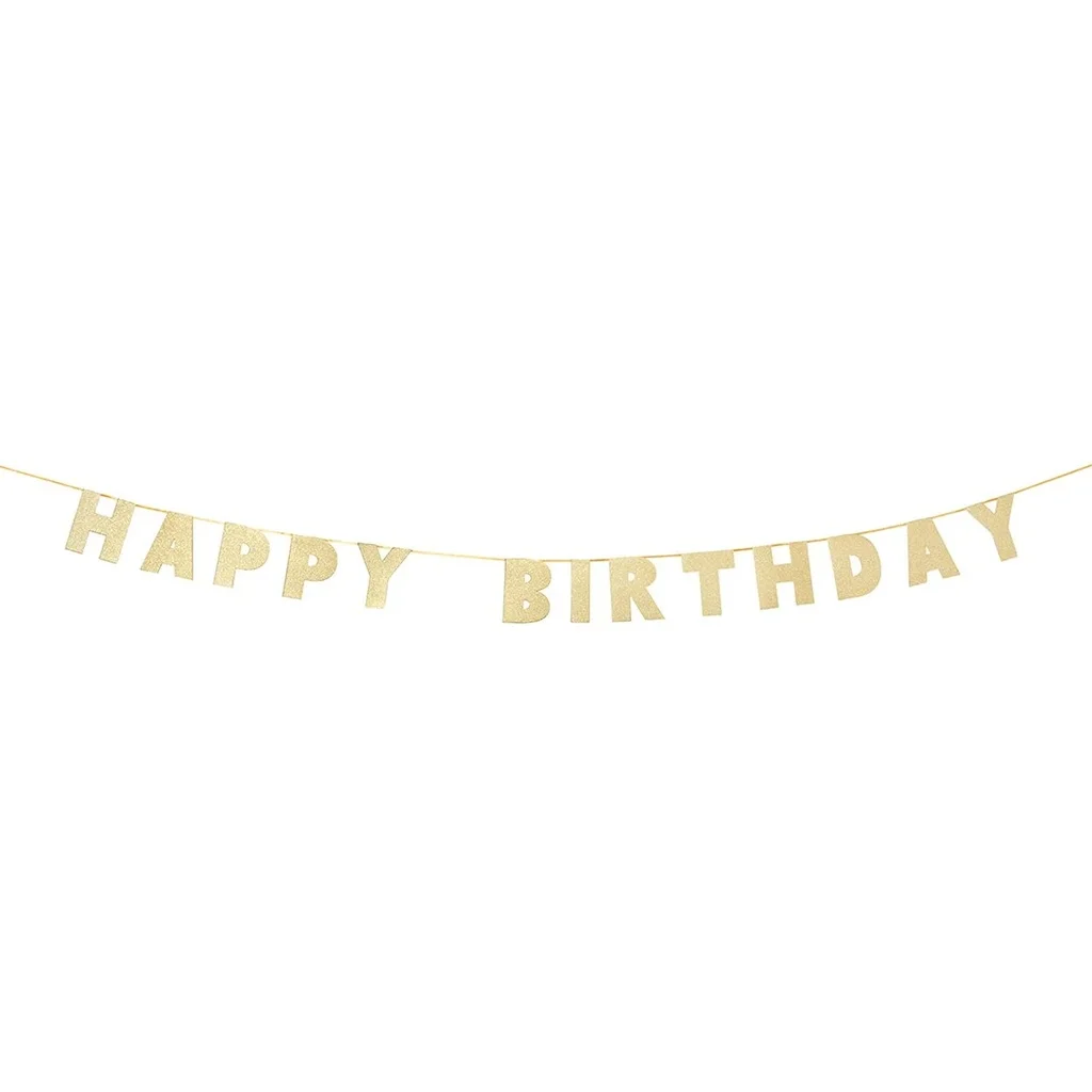 Girlande, Happy Birthday, gold Glitter, Banner, Dekoration
