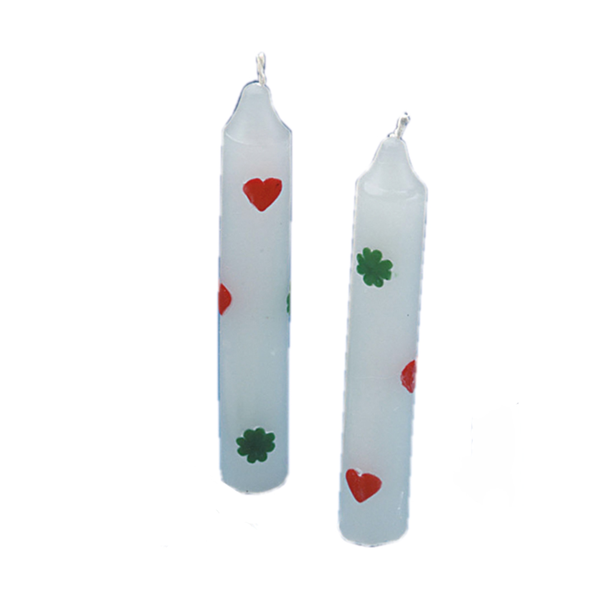 2 Lebenslichtkerzen "Herzen & Kleeblätter" 13 cm