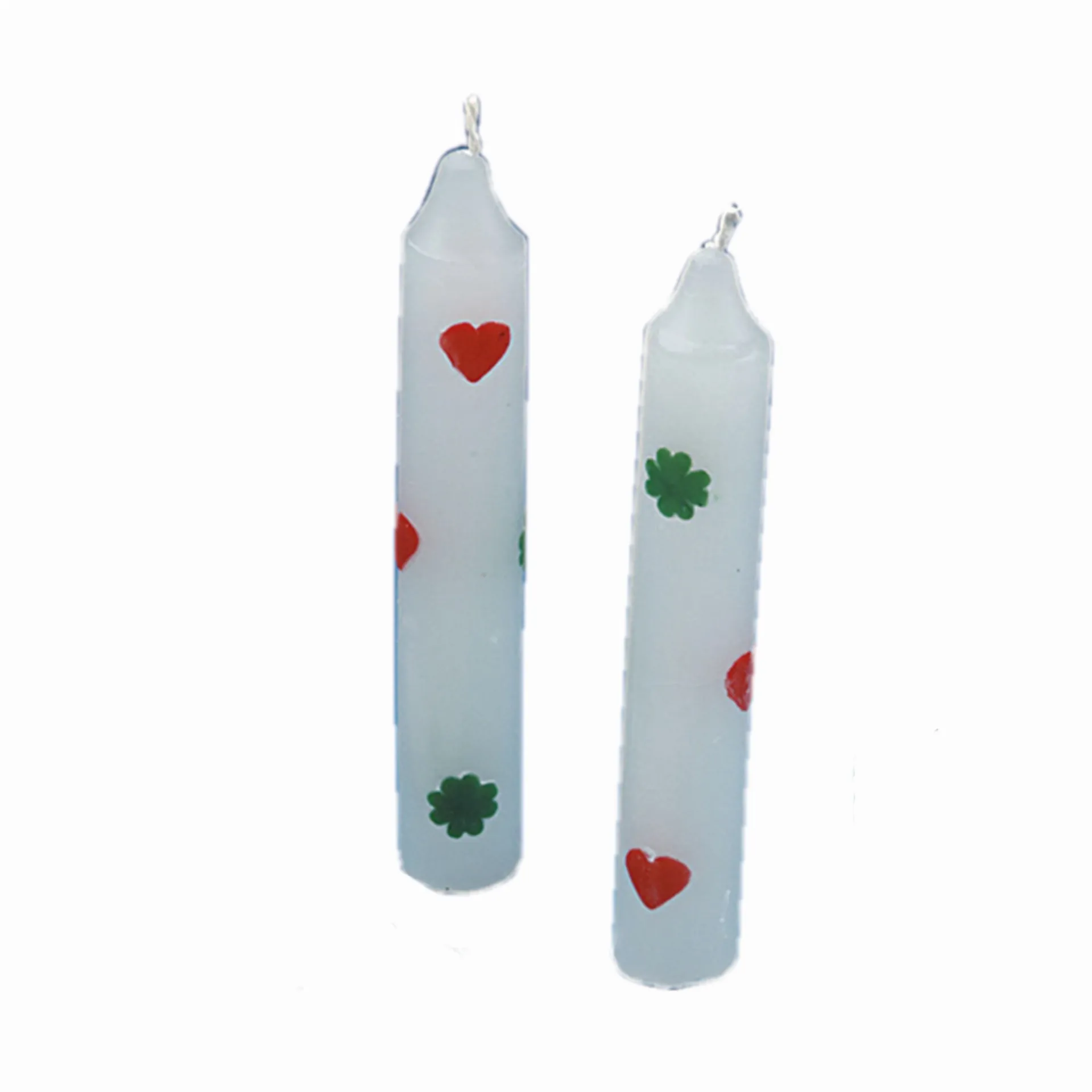 2 Lebenslichtkerzen "Herzen & Kleeblätter" 13 cm