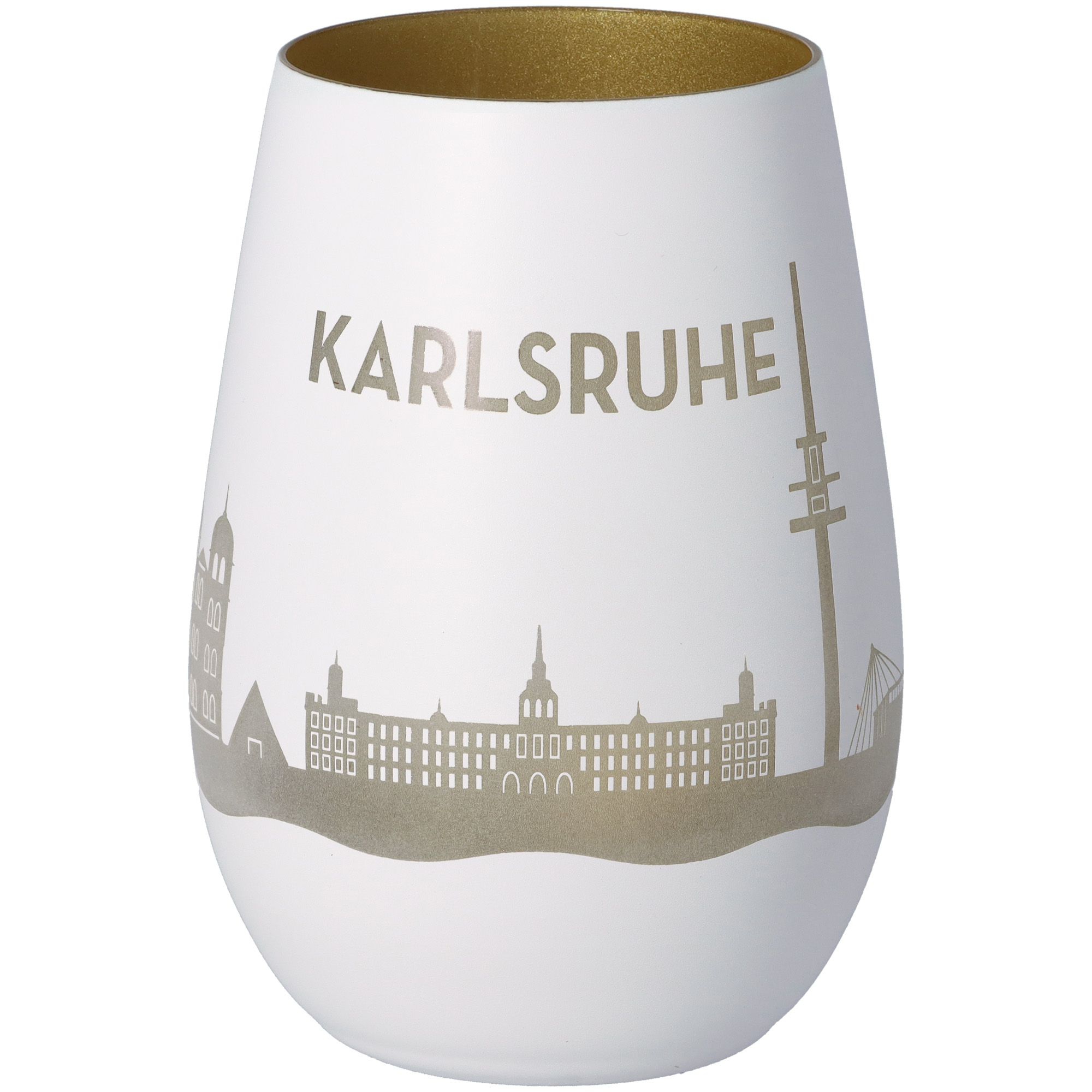 Windlicht Skyline Karlsruhe Weiß/Gold Windlicht Skyline Karlsruhe Weiß/Gold