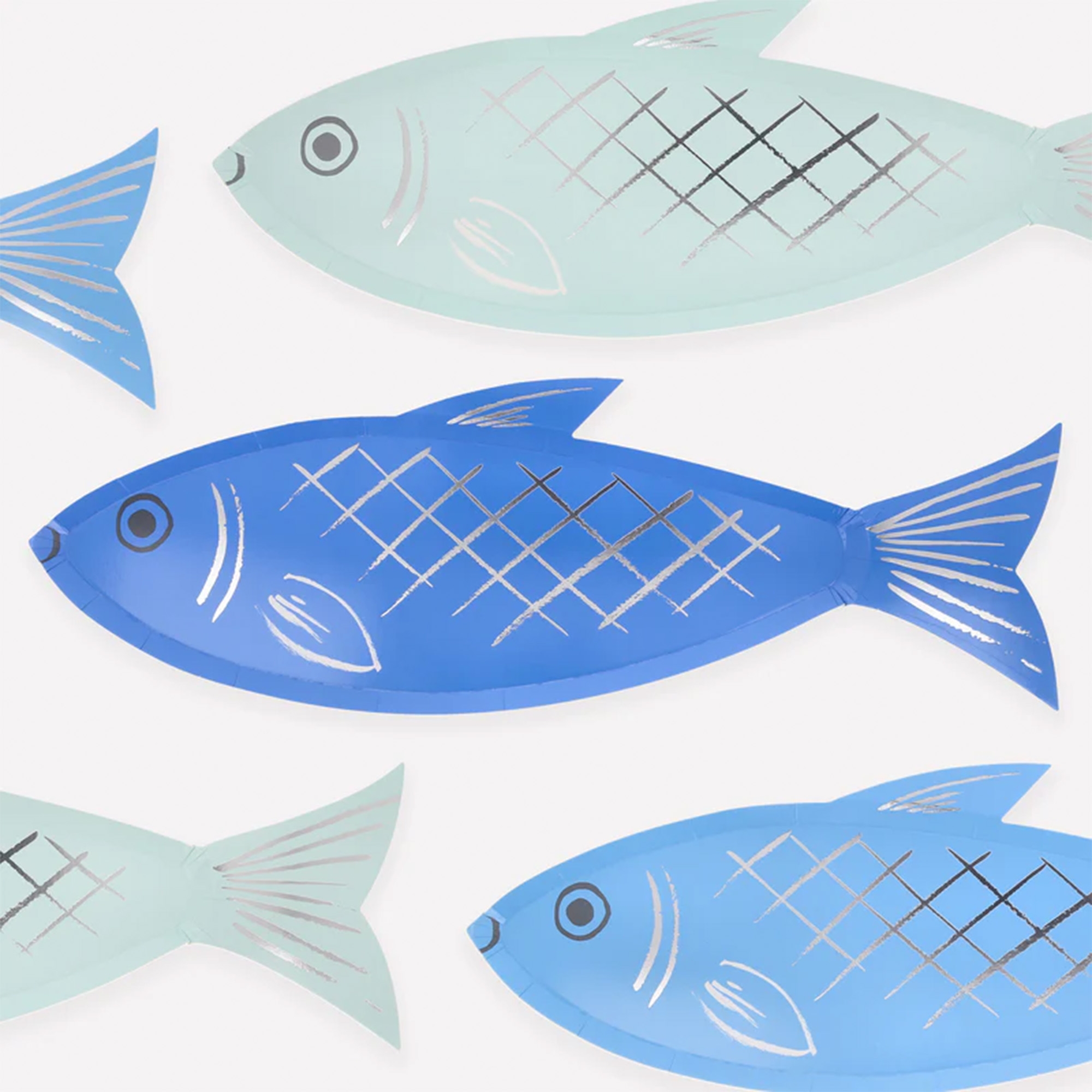 fisch, papierdekoration, girlande, blau, muster