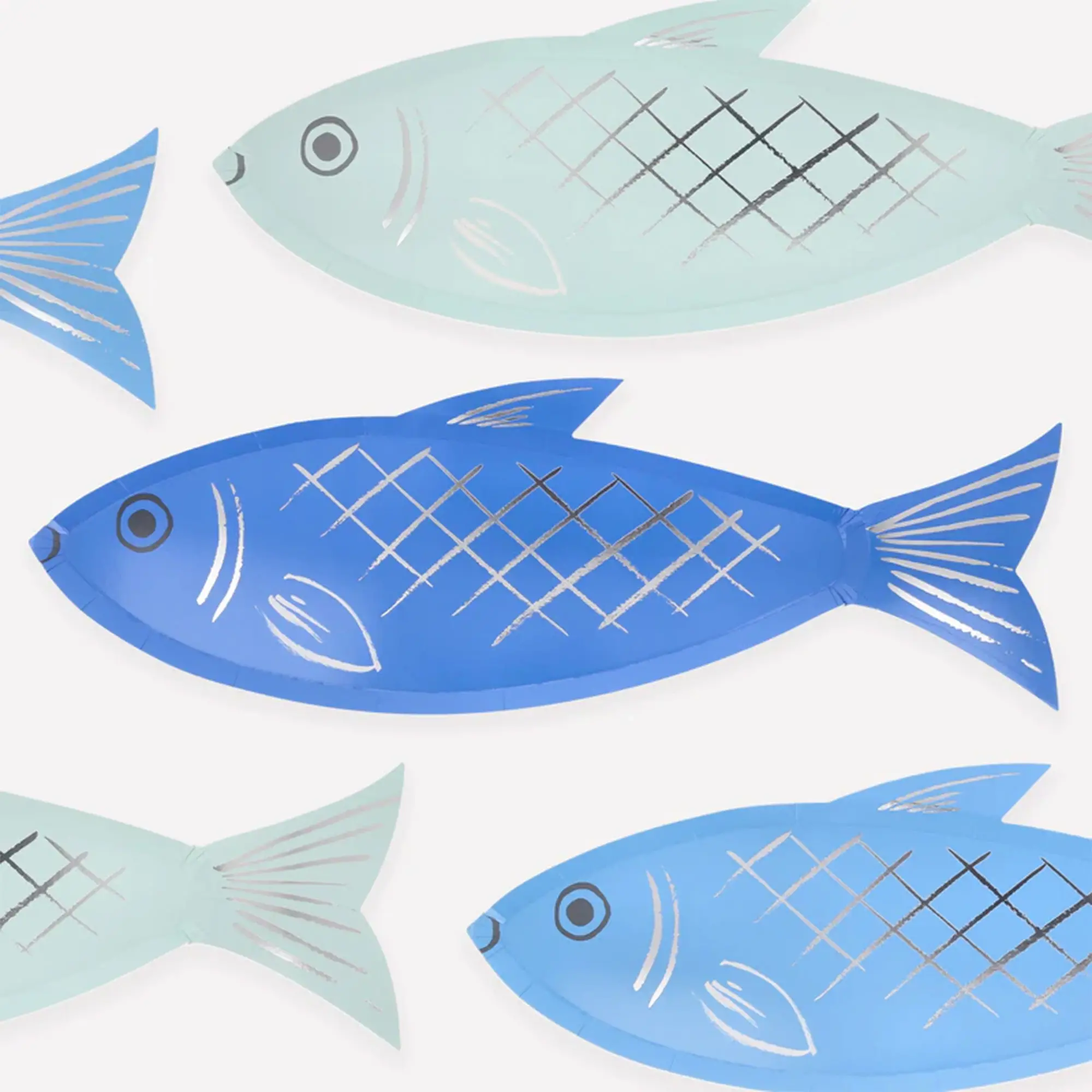 fisch, papierdekoration, girlande, blau, muster
