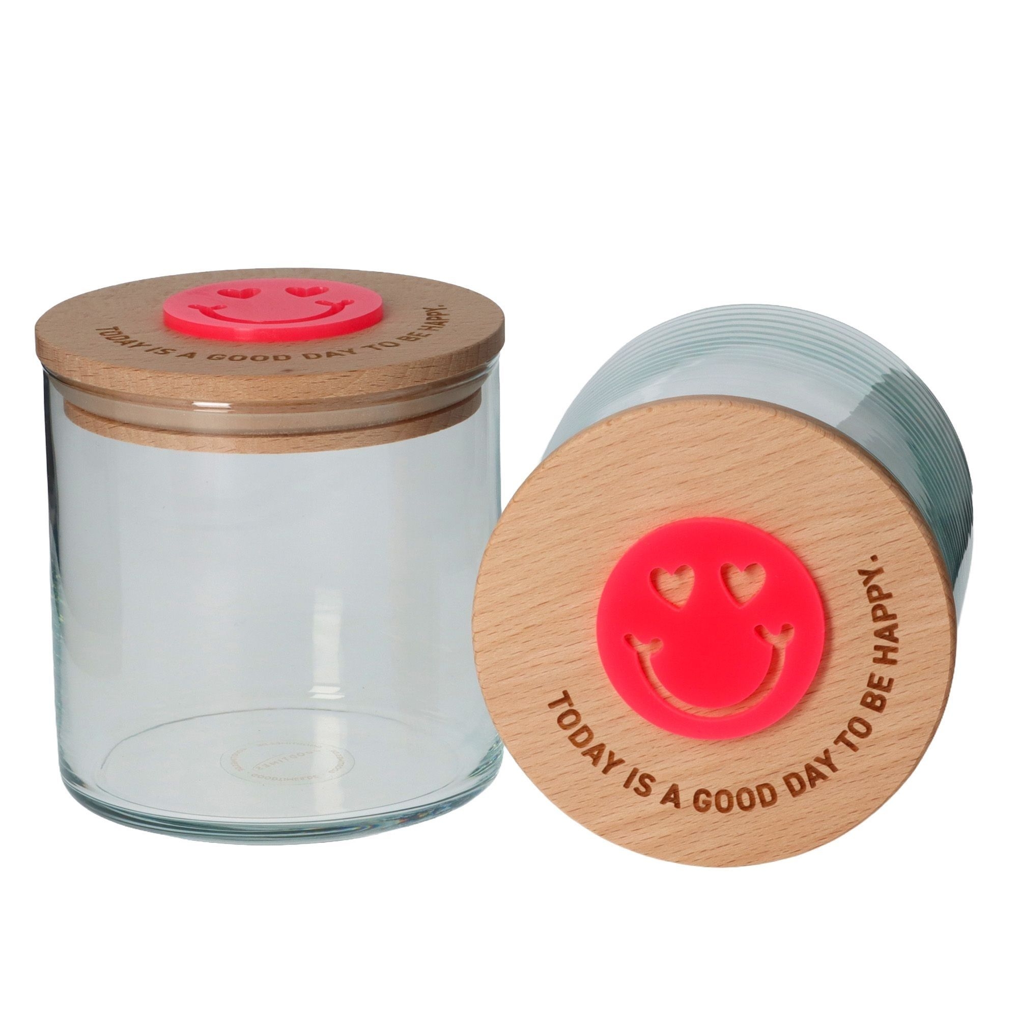 Geschenkglas "GOOD DAY" Neonpink Krug, Band