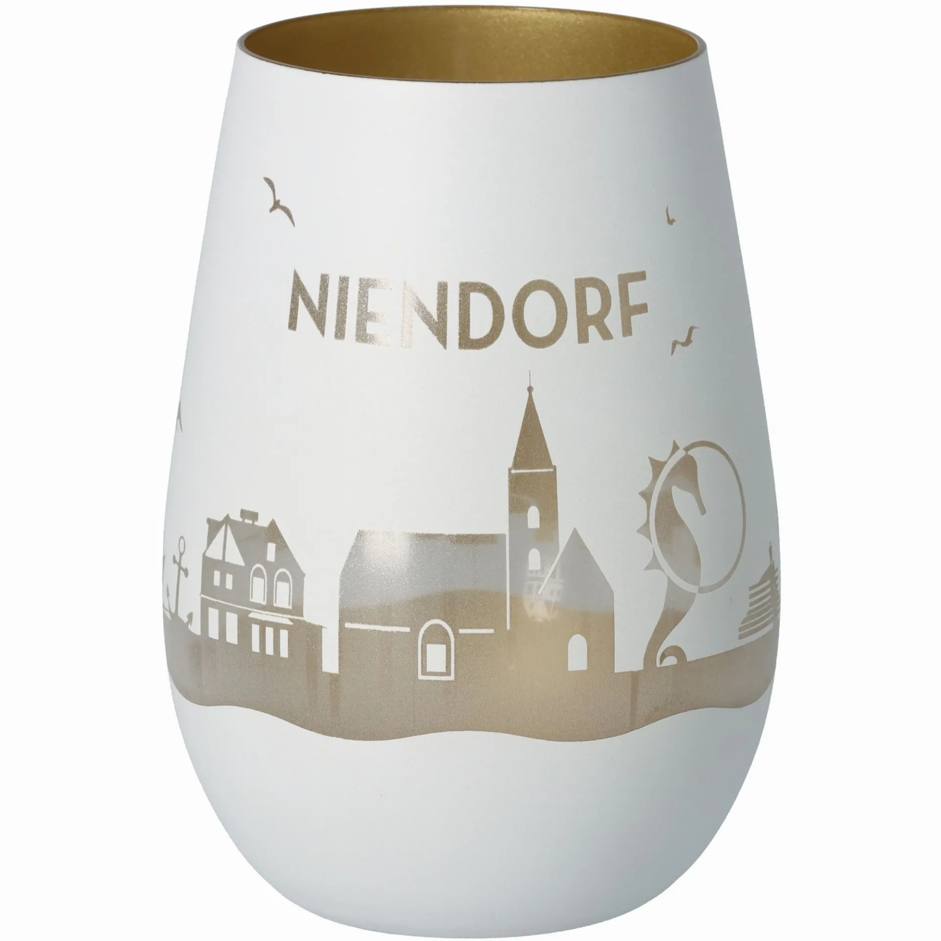 Windlicht Skyline Niendorf Weiß/Gold