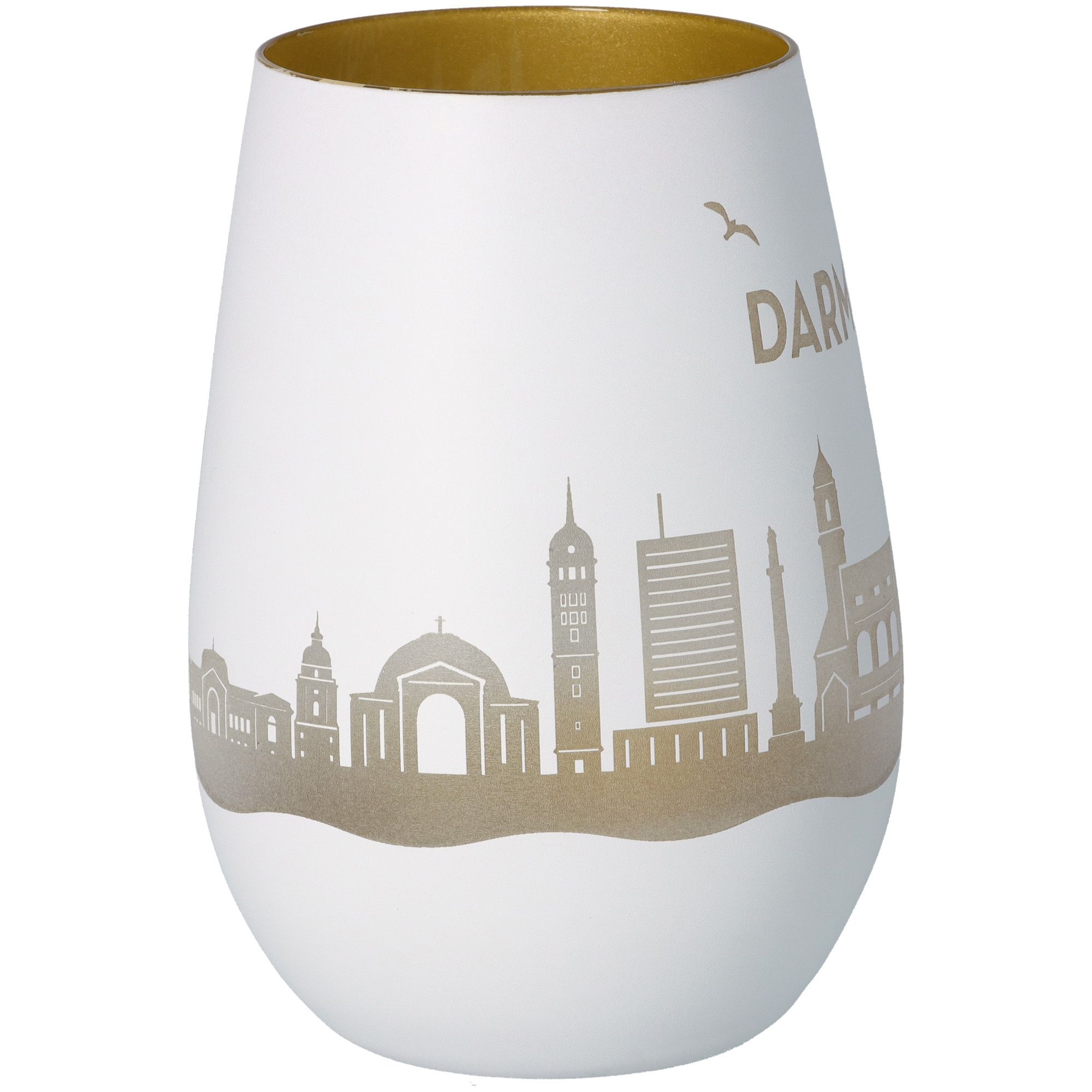 Windlicht Skyline Darmstadt Weiß/Gold Windlicht Skyline Darmstadt Weiß/Gold