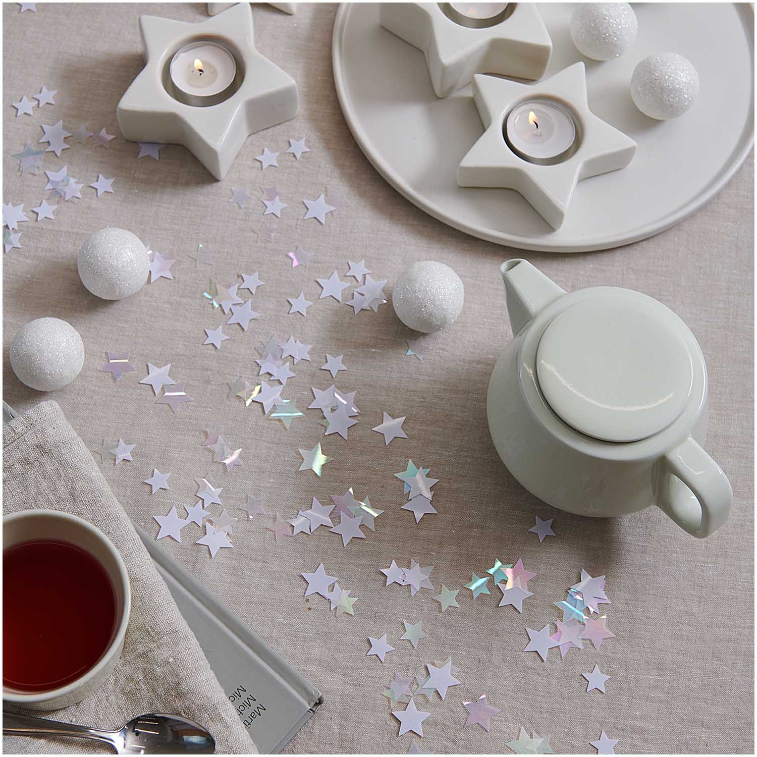 Konfetti "Sterne", Weiß/Irisierend, 200 Stück Konfetti "Sterne", Weiß/Irisierend, 200 Stück