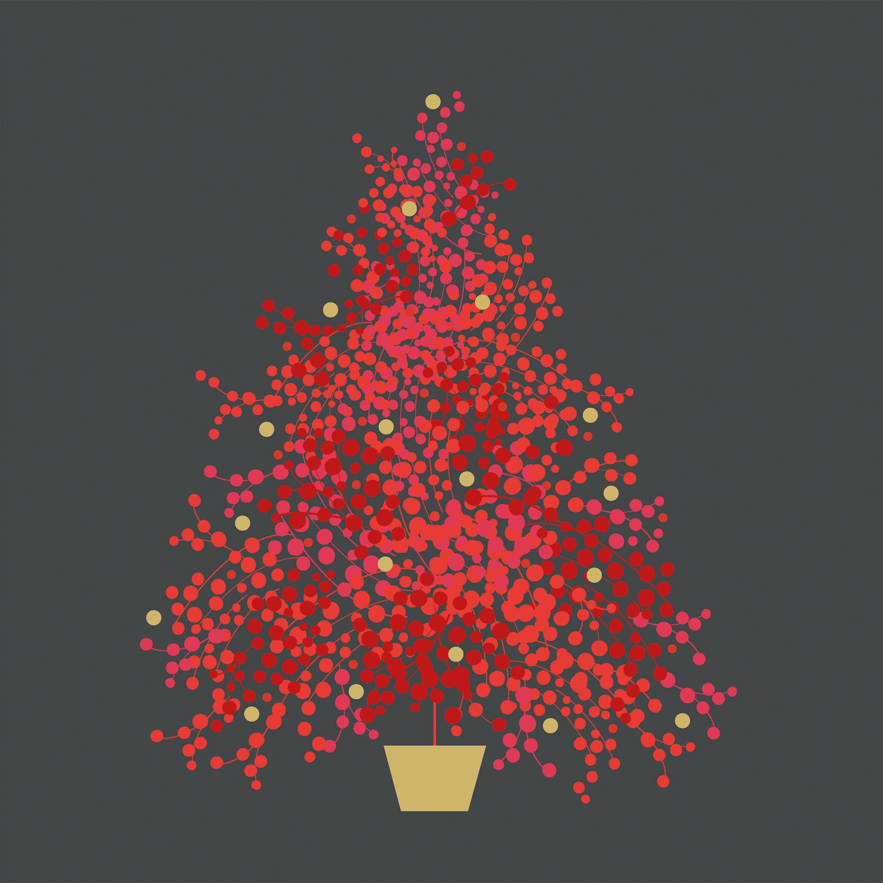 20 Servietten "Weihnachtsbaum" Grau/Rot