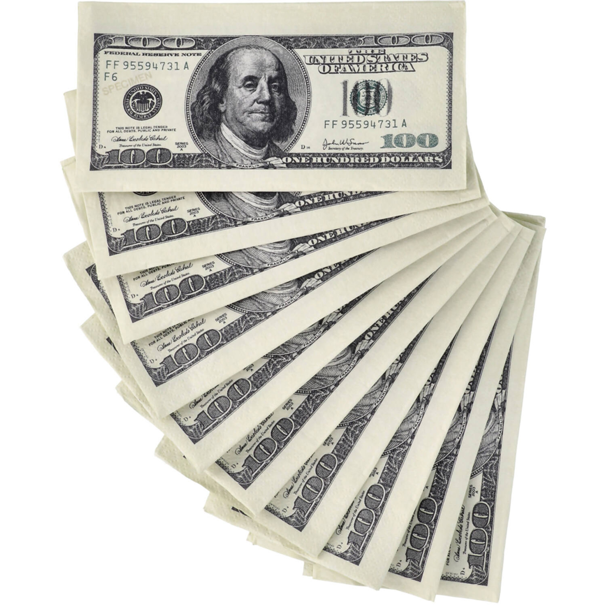 10 Papierservietten "100 Dollar" 10 Papierservietten "100 Dollar"