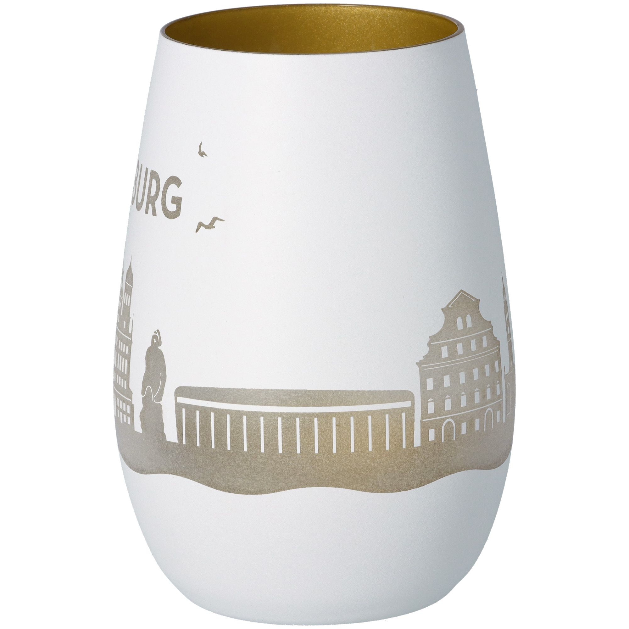 Windlicht Skyline Augsburg Weiß/Gold Windlicht Skyline Augsburg Weiß/Gold