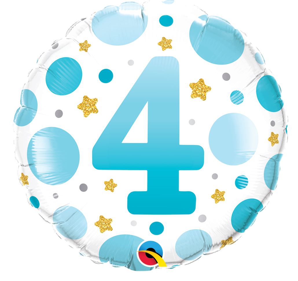 Folienballon Punkte "4" Blau 45cm Folienballon Punkte "4" Blau 45cm