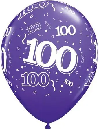 Qualatex Latexballon 100. Geburtstag verschiedene Farben Ø 30cm
