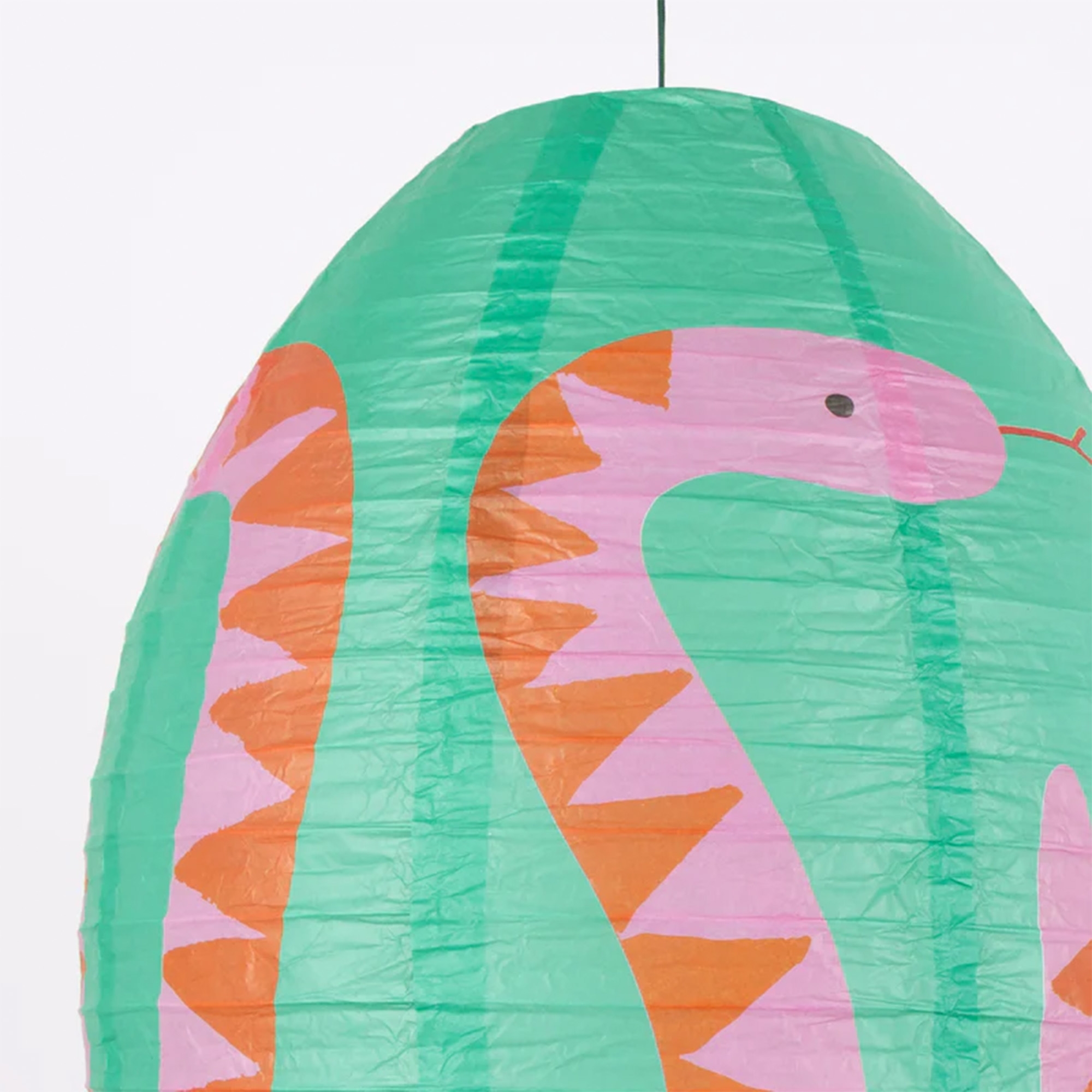 Dinosaurier-Lampion, Kinder-Lampion, Papiertier, Grün-rosa, Dinosaurier-Design