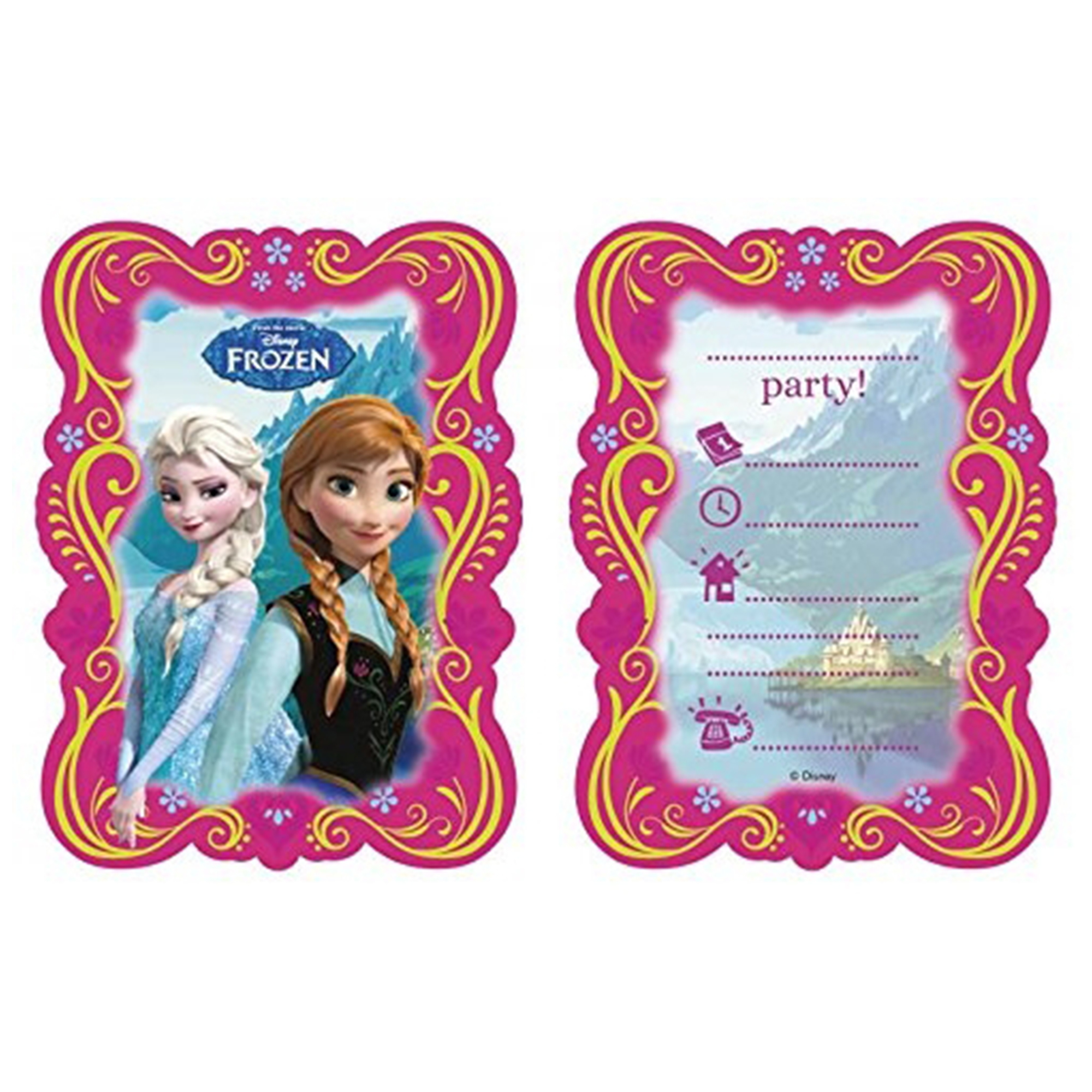 Anna & Elsa - 6 Einladungskarten mit Umschlägen