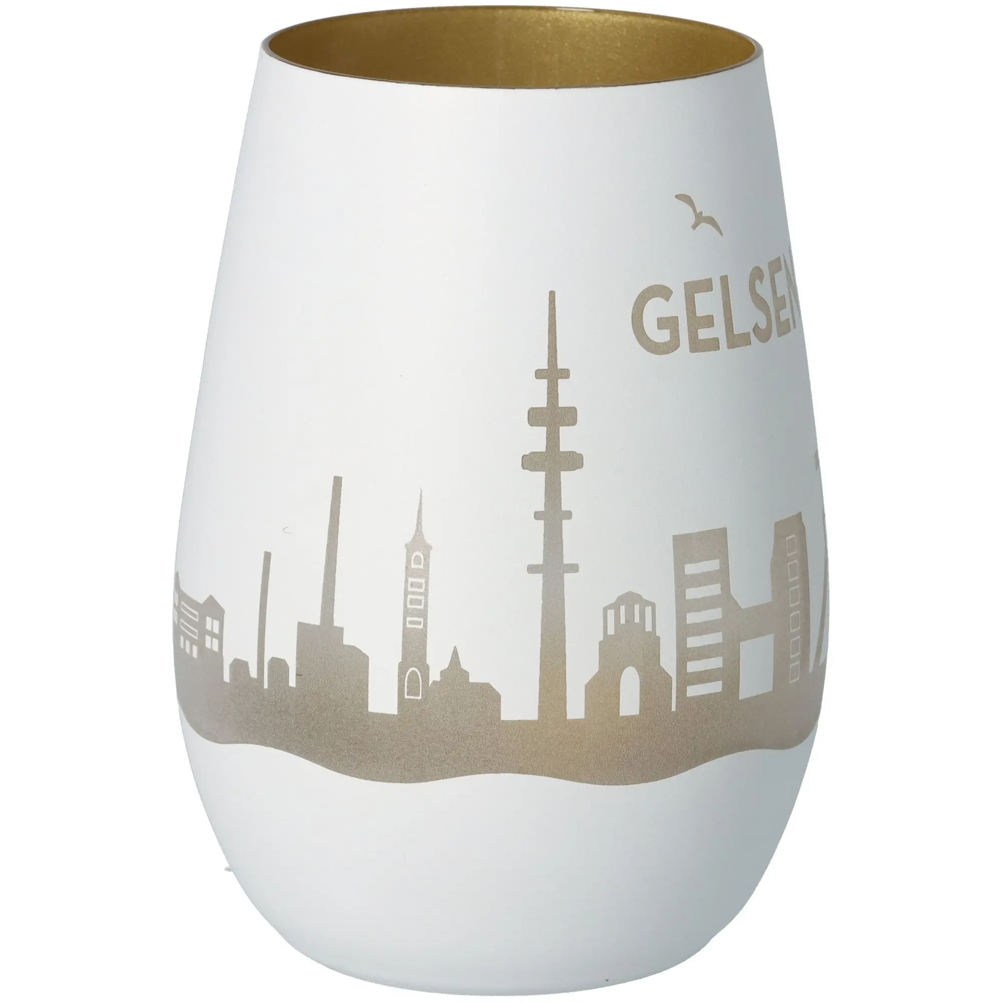 Windlicht Skyline Gelsenkirchen Weiß/Gold